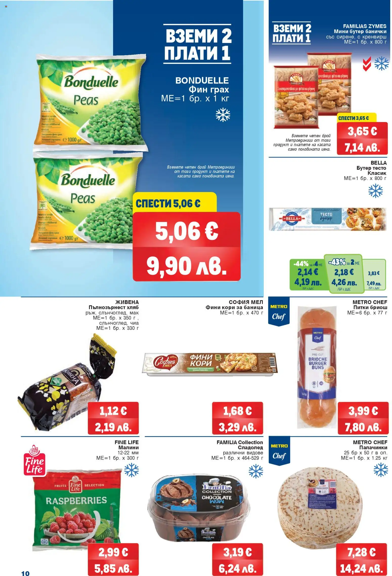 {H1} | Страница: 10 | Продукти: Хляб, Сладолед, 7up, Тесто