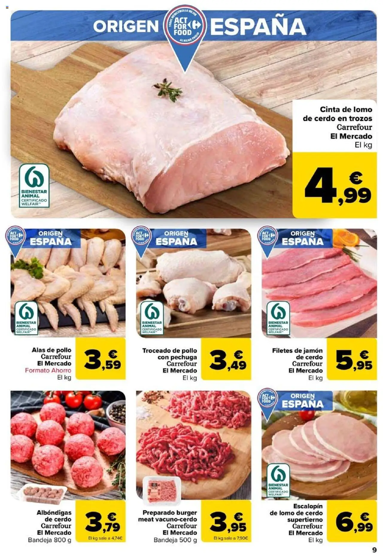 Carrefour folleto │ válido desde el 08.08.2025 | Página: 9 | Productos: Jamón, Cerdo, Bandeja