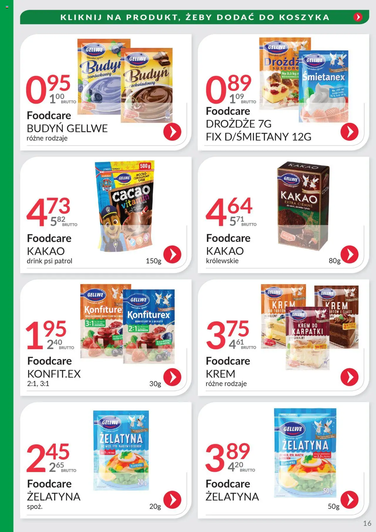 Eurocash Gazetka - Oferta Południe od 31.08.2025 | Strona: 16 | Produkty: Kakao, Żelatyna, Krem