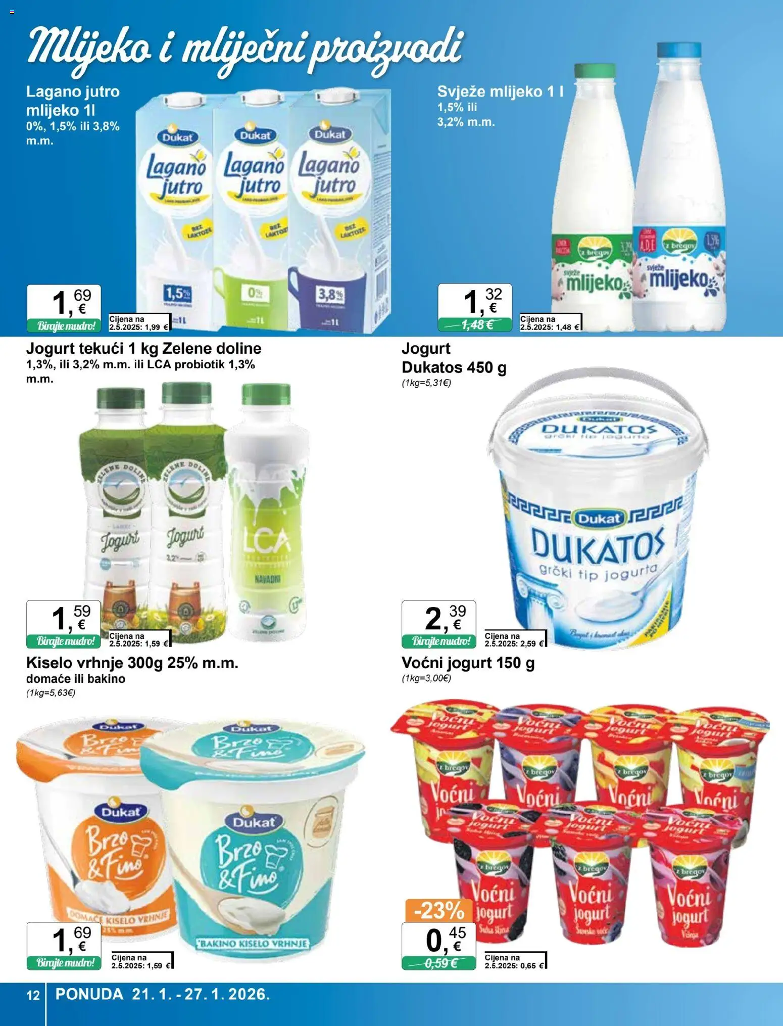 KTC katalog | vrijedi od 21.01.2026 | Stranica: 12 | Proizvodi: Mlijeko, Jogurt, Voćni jogurt, Kiselo vrhnje