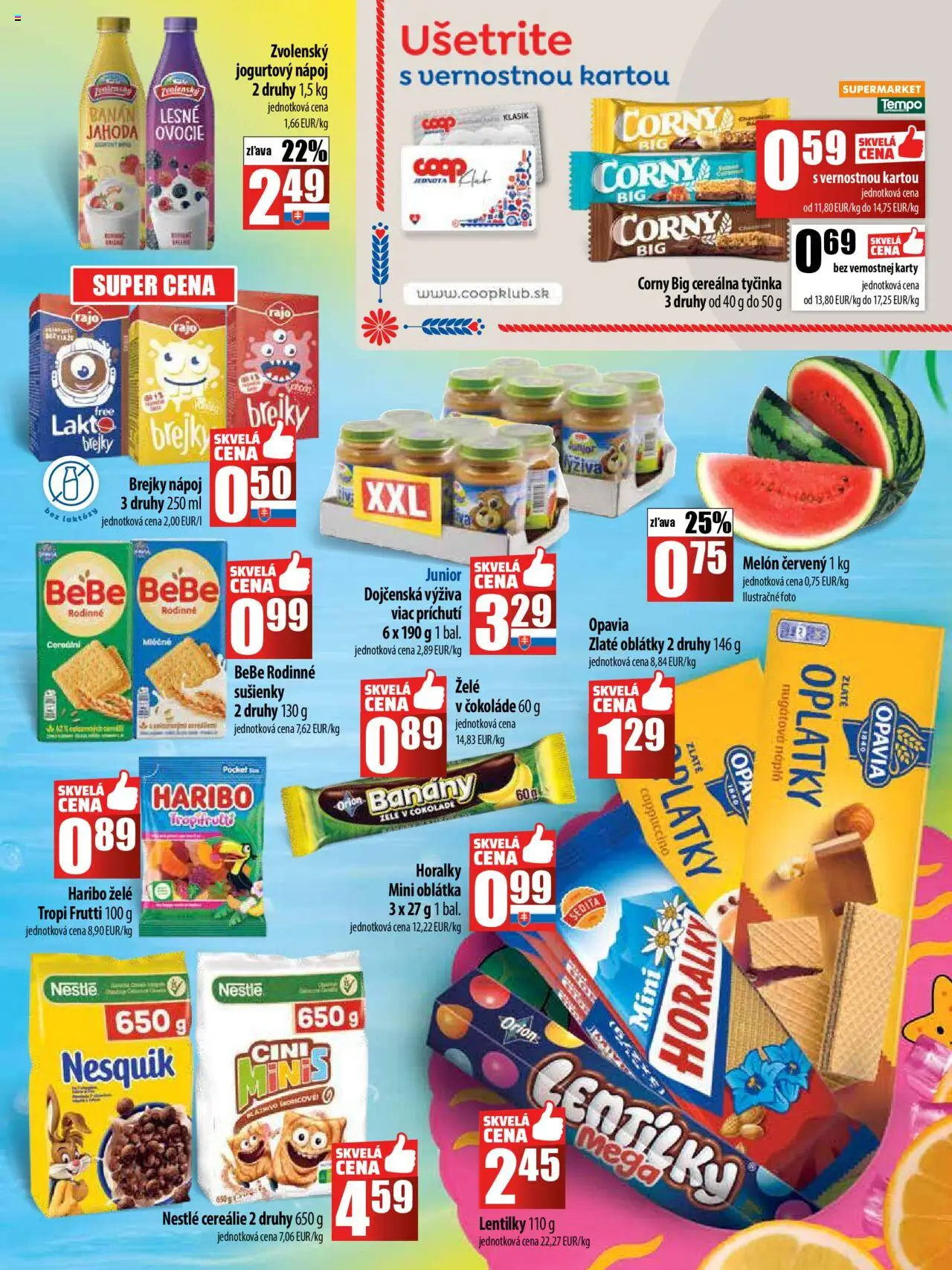 COOP Jednota akcia │ platný od 24.07.2025 | Strana: 5 | Produkty: Cereálie, Nesquik, Horálky, Ovocie