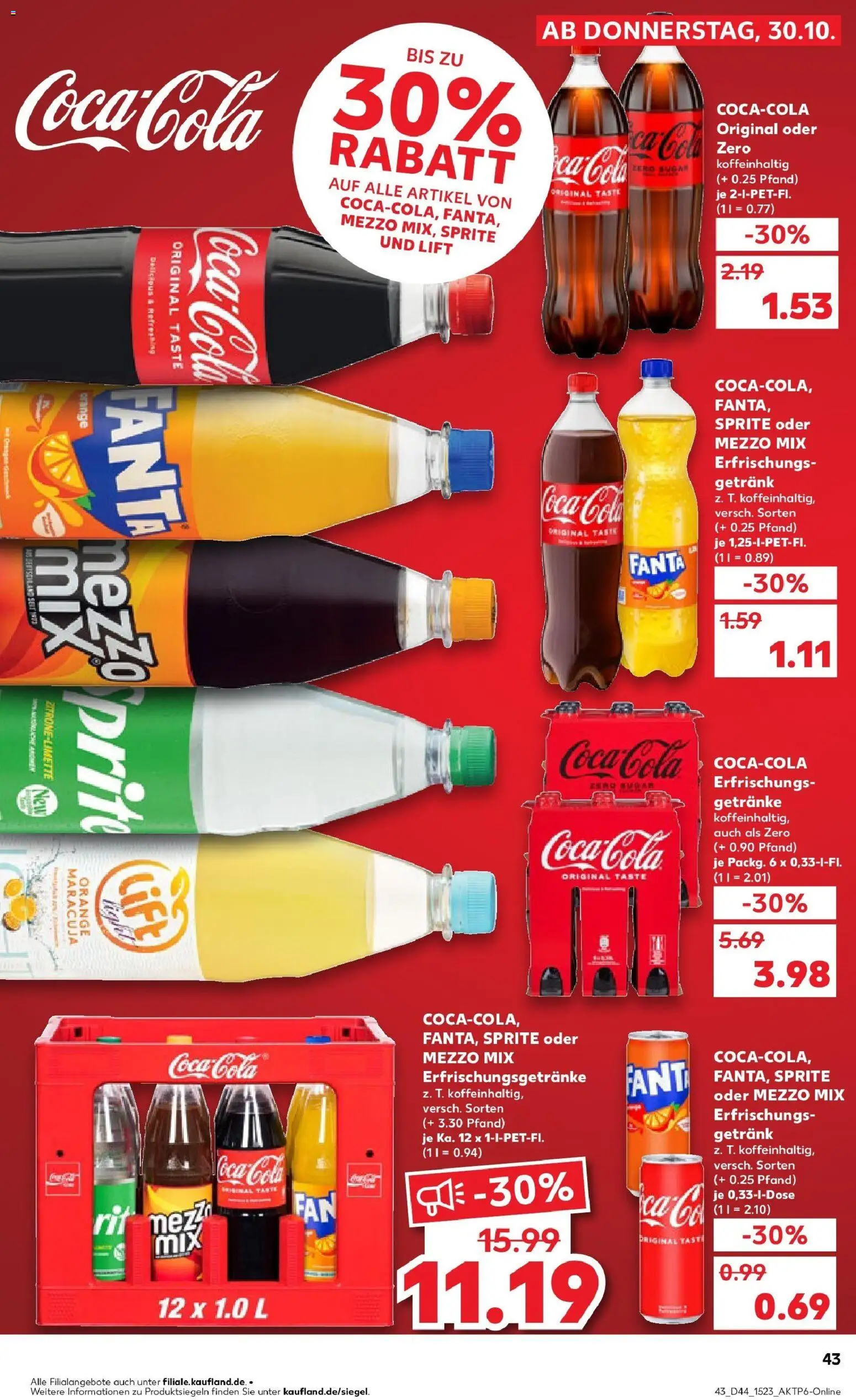 Kaufland prospekt Rudolstadt	 – gültig ab 30.10.2025 | Seite: 43 | Produkte: Mezzo mix, Coca cola, Cola, Oder mezzo mix