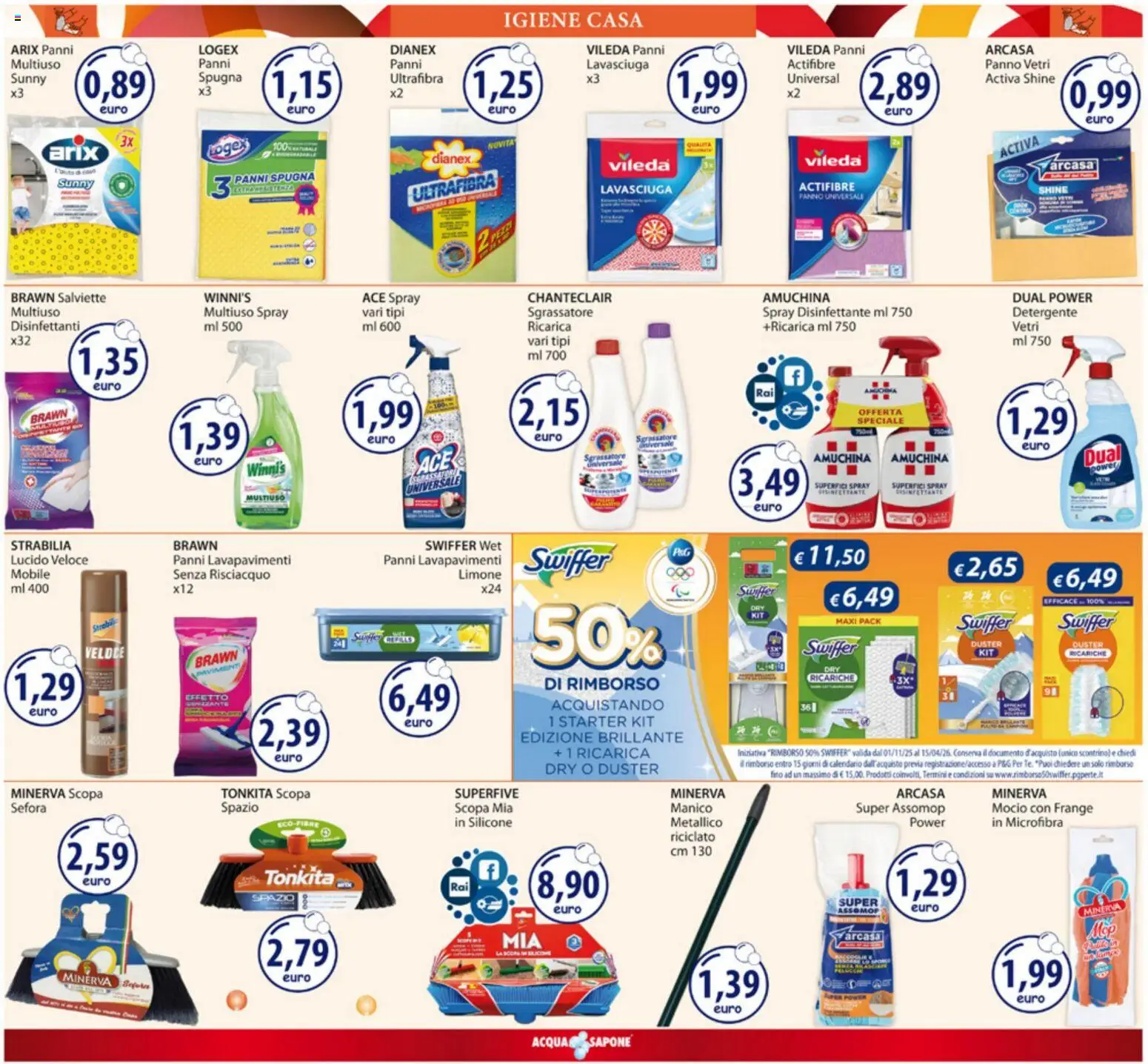 Volantino Acqua e Sapone del 01.12.2025 | Pagina: 15 | Prodotti: Mobile, Lavasciuga, Mocio, Scopa