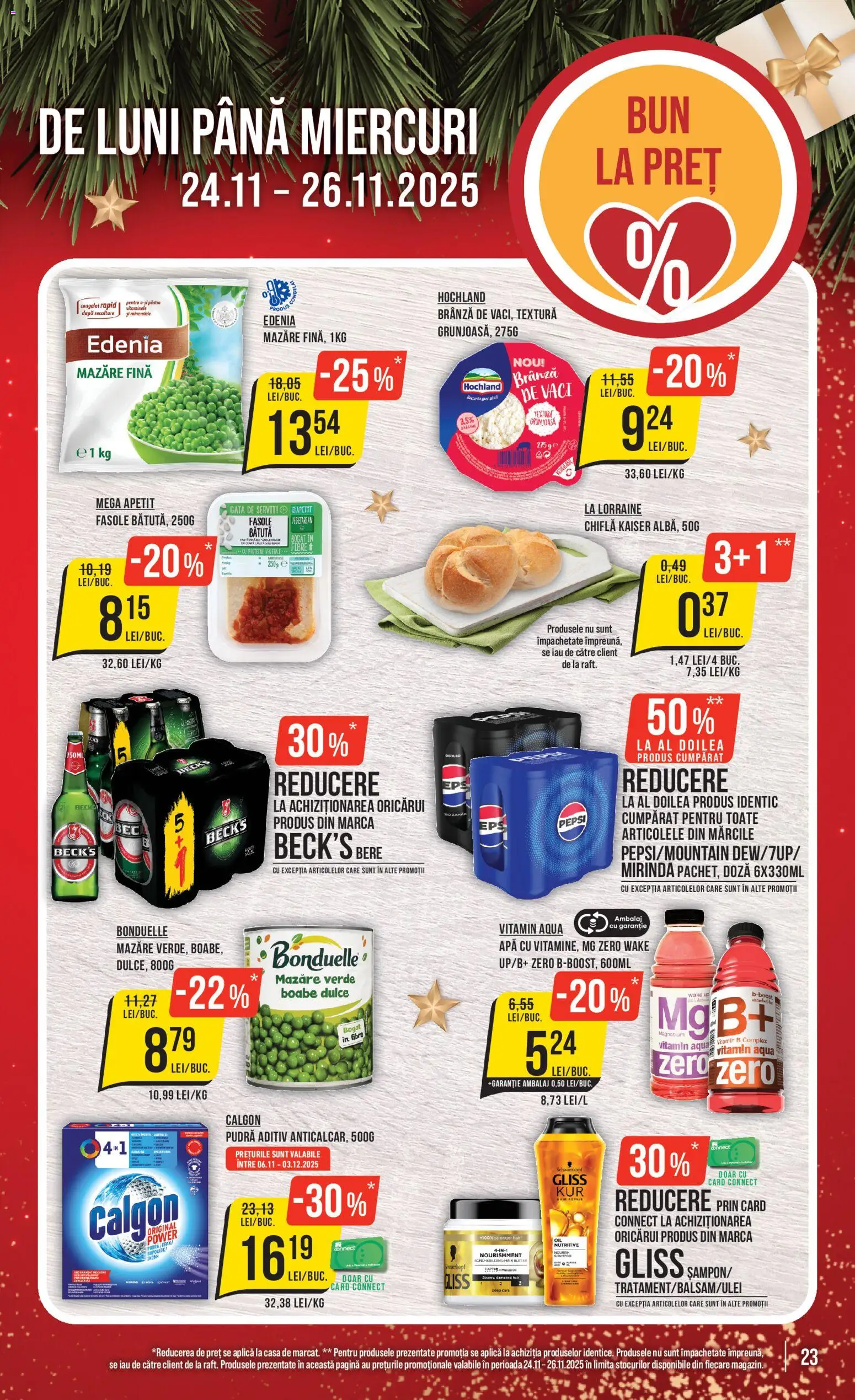 Noul catalog Mega Image – valabil de la 20.11.2025 | Pagină: 23 | Produse: Mazăre, Pudră, Bere, Apă