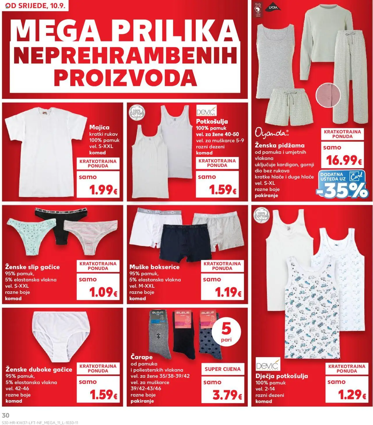 Kaufland katalog | vrijedi od 10.09.2025 | Stranica: 30 | Proizvodi: Kratke hlače, Gaćice, Pidžama, Bokserice