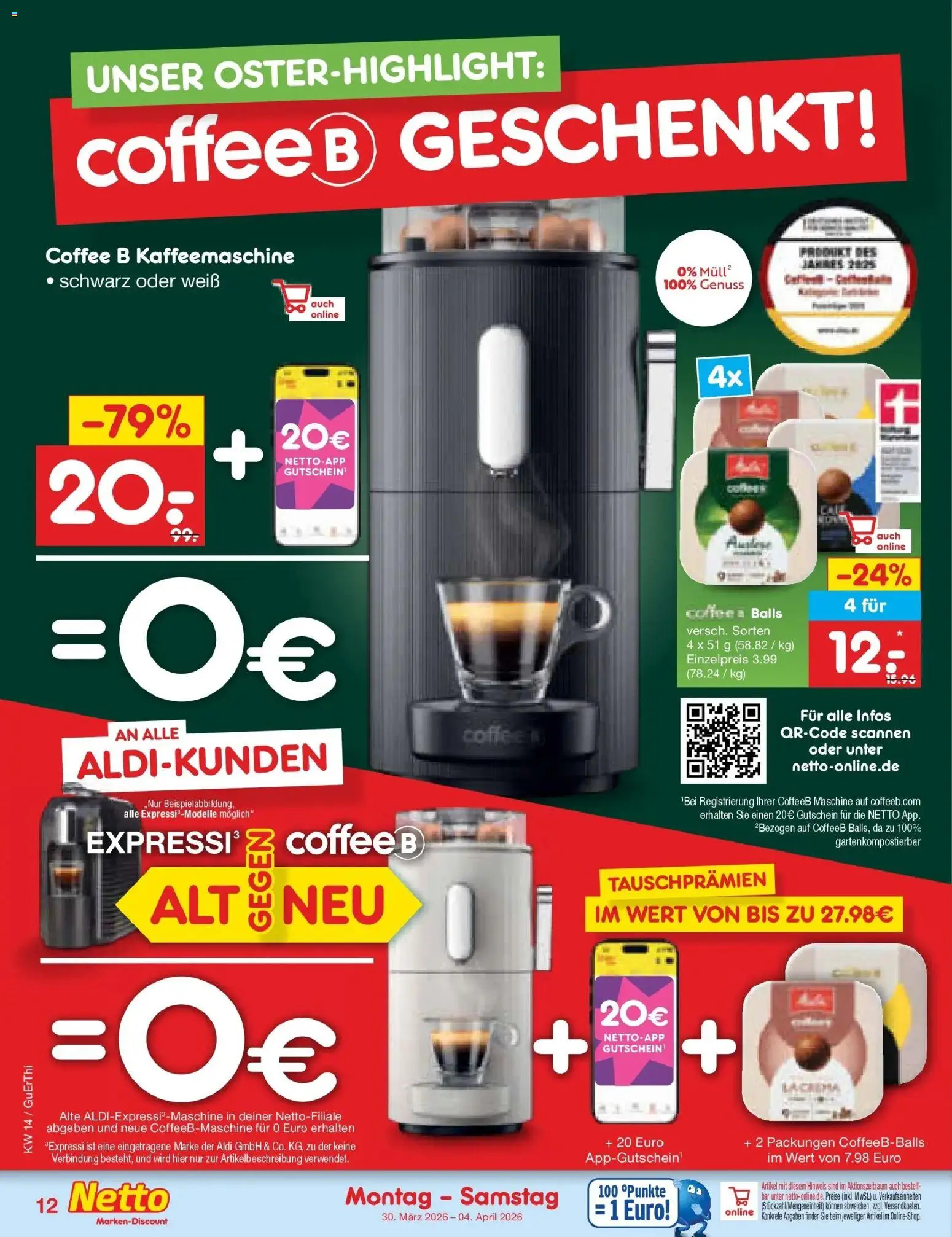Netto Marken-Discount Prospekt Machern	 – gültig ab 29.03.2026 | Seite: 14 | Produkte: Kaffeemaschine