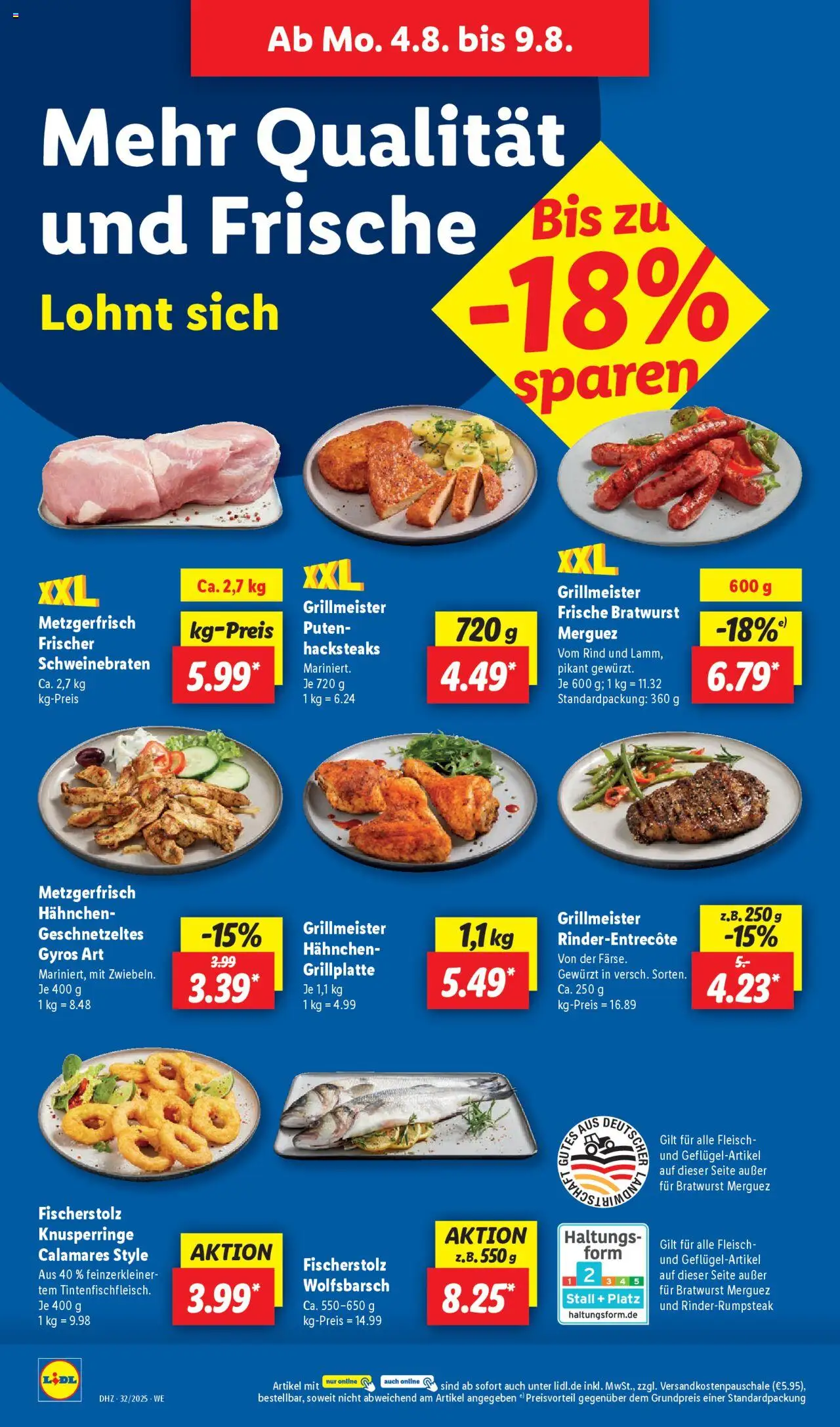 Lidl Prospekt Aarbergen - gültig ab dem 04.08.2025 | Seite: 10 | Produkte: Hahnchen, Bratwurst, Gyros, Fleisch
