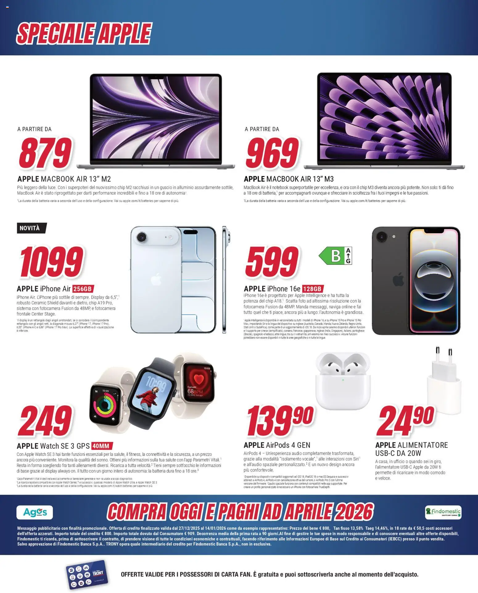 Volantino Trony del 27.12.2025 | Pagina: 27 | Prodotti: Macbook air, Iphone, Macbook, Batteria
