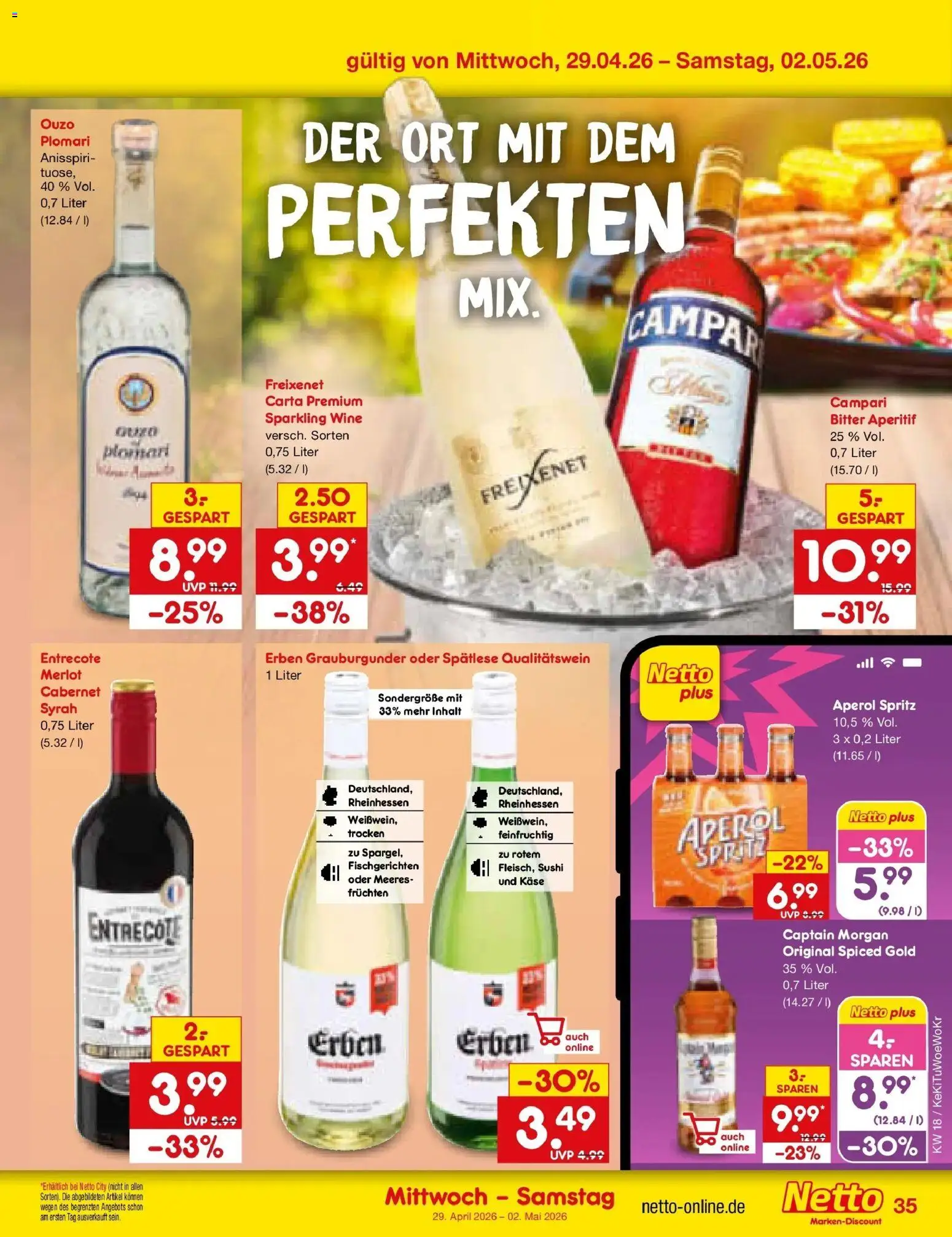Netto Marken-Discount Prospekt Bad Friedrichshall	 – gültig ab 27.04.2026 | Seite: 51 | Produkte: Campari, Merlot, Captain morgan, Aperol
