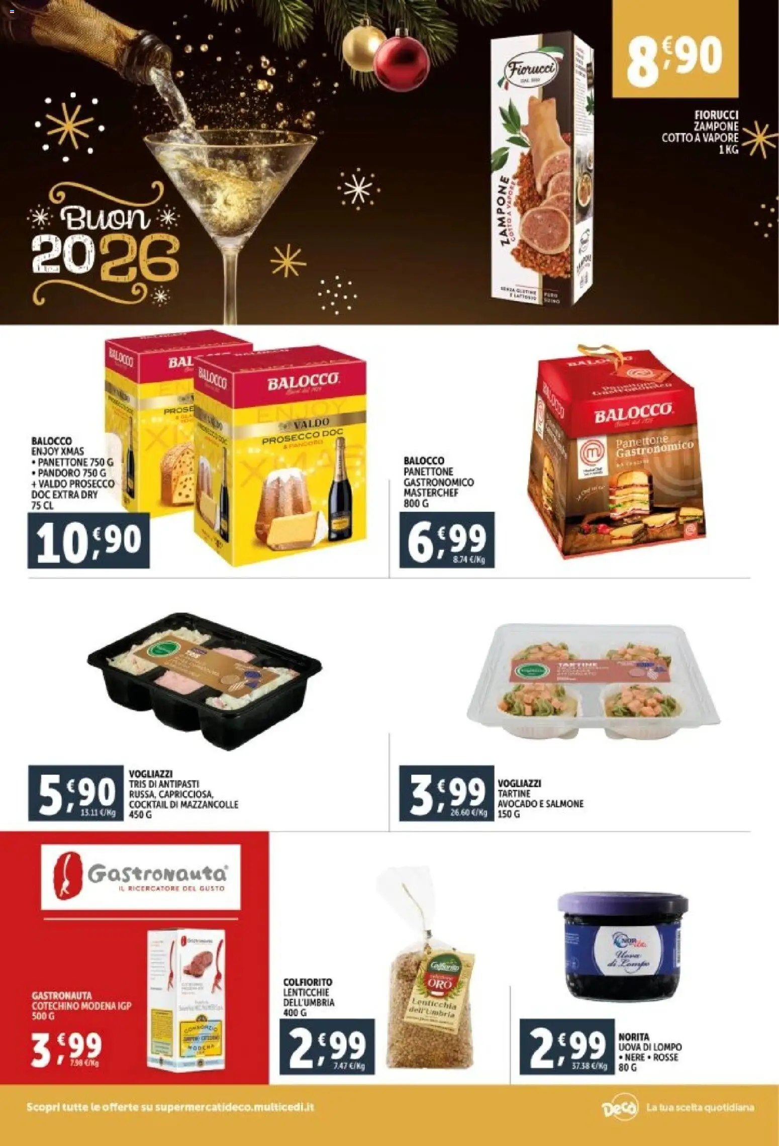 Volantino Decò del 29.12.2025 | Pagina: 2 | Prodotti: Lenticchie, Mazzancolle, Pandoro, Panettone