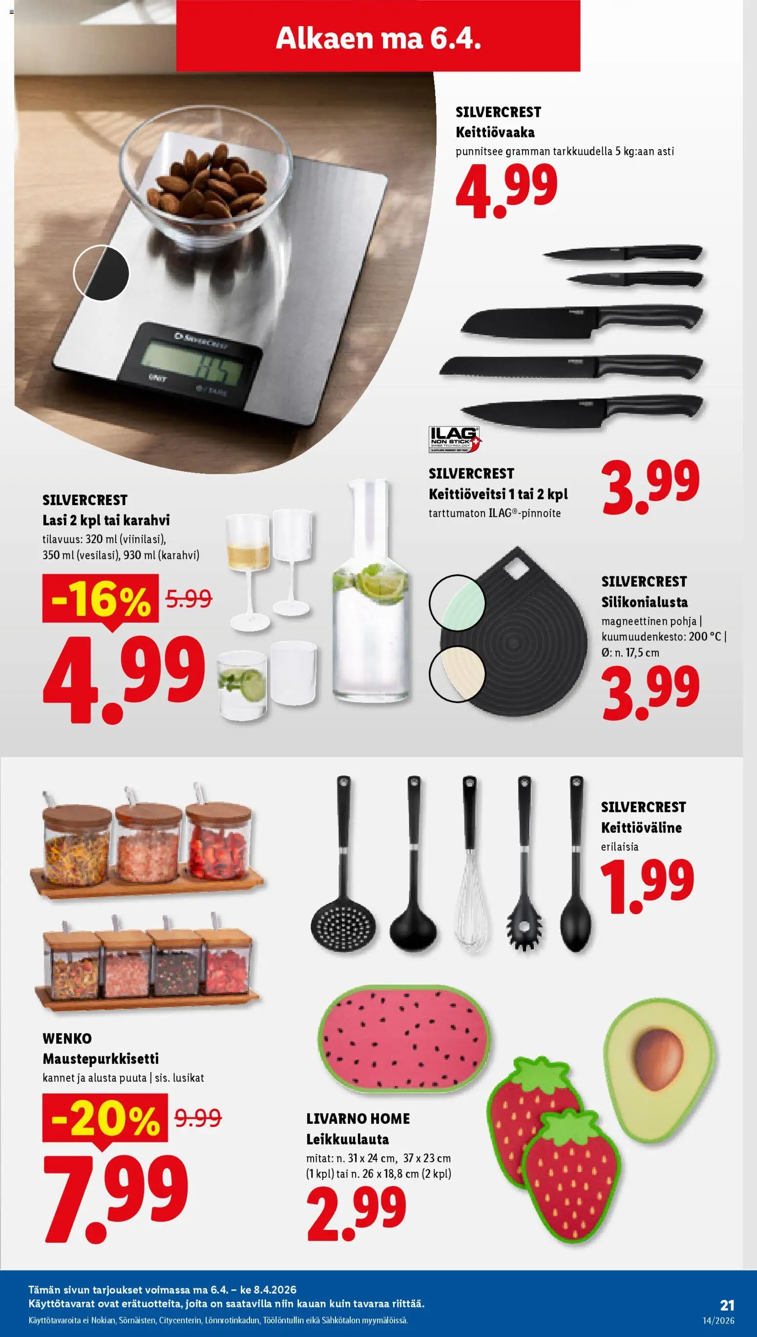 Lidl tarjoukset - Helsinki – voimassa 01.04.2026 alkaen | Sivu: 25 | Tuotteet: Keittiövaaka, Karahvi