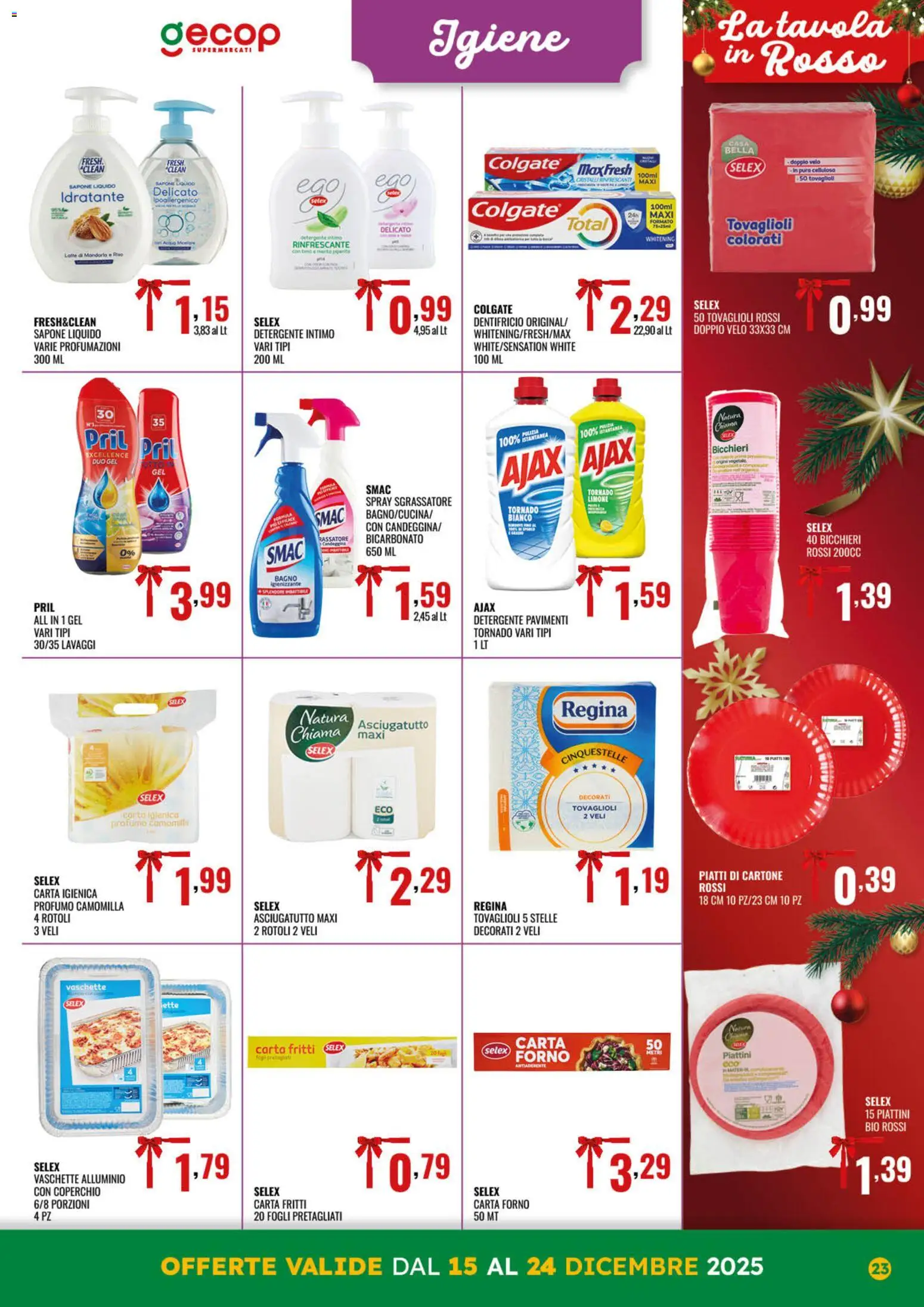 Volantino GECOP del 15.12.2025 | Pagina: 23 | Prodotti: Detergente, Latte, Bagno, Vaschette