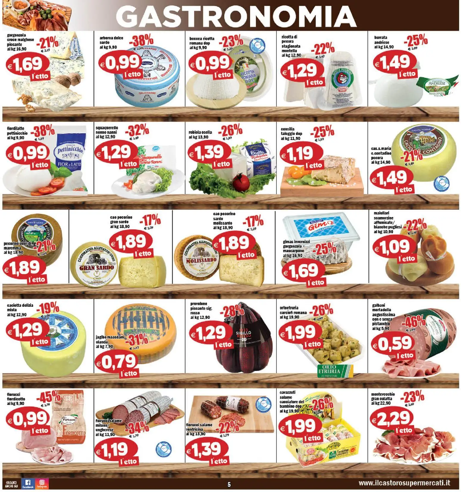 Volantino Il Castoro del 18.11.2025 | Pagina: 5 | Prodotti: Latte, Carciofi, Torta, Gorgonzola