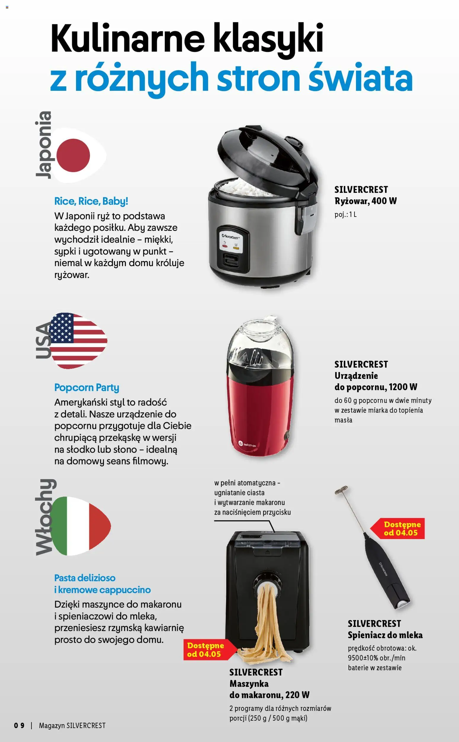 Lidl Polsko leták - Silvercrest od 29.03.2026 | Strana: 9 | Produkty: Switch On, Popcorn, Cappuccino, Baterie