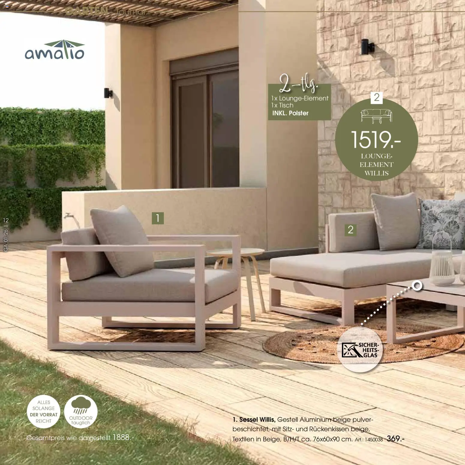 Zurbrüggen Sommer 2026 – gültig ab 19.03.2026 | Seite: 12 | Produkte: Sessel, Tisch