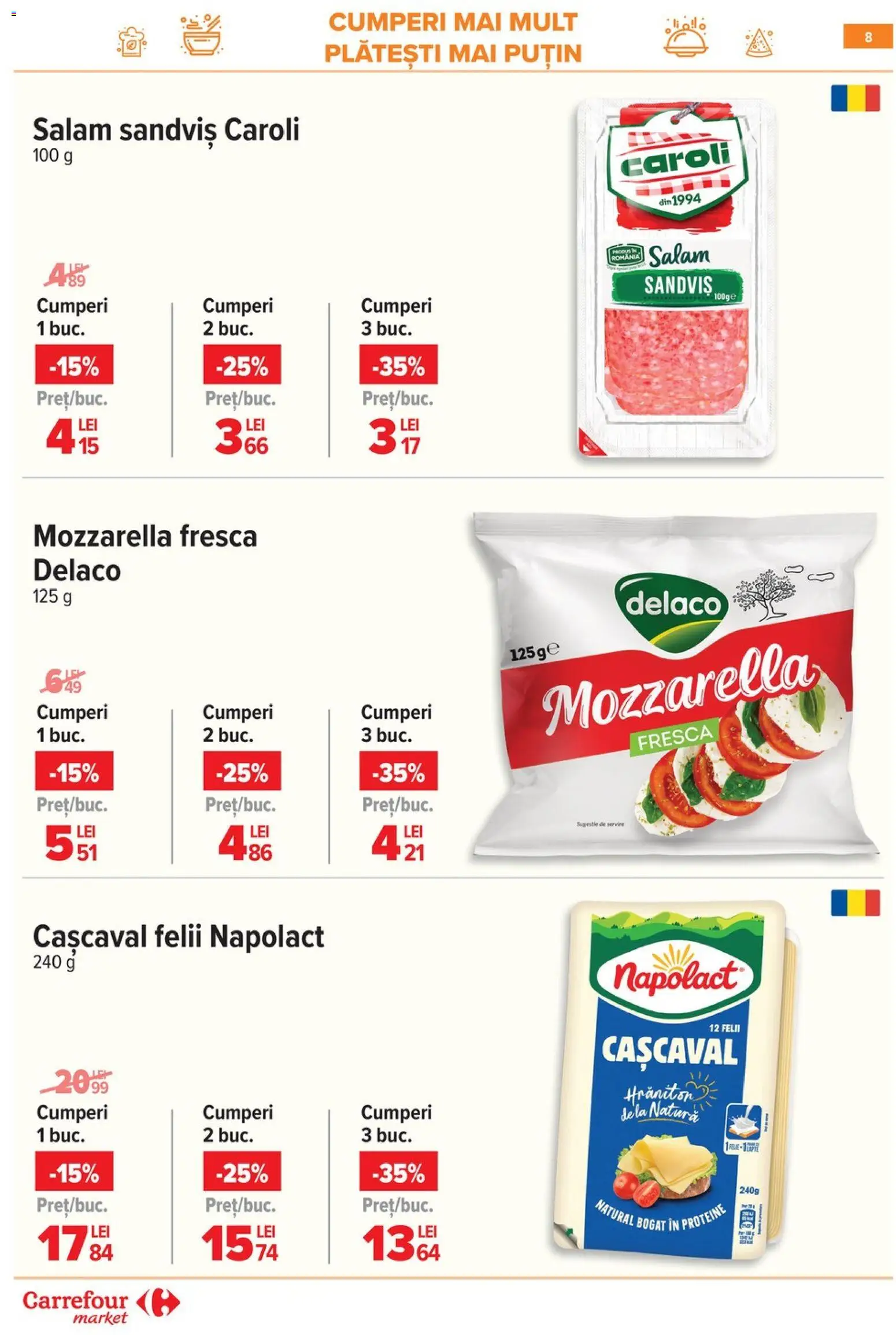 Noul catalog Carrefour – valabil de la 18.02.2026 | Pagină: 9 | Produse: Bahçe aydınlatması, Light Kedi Konservesi, Mozzarella, Salam