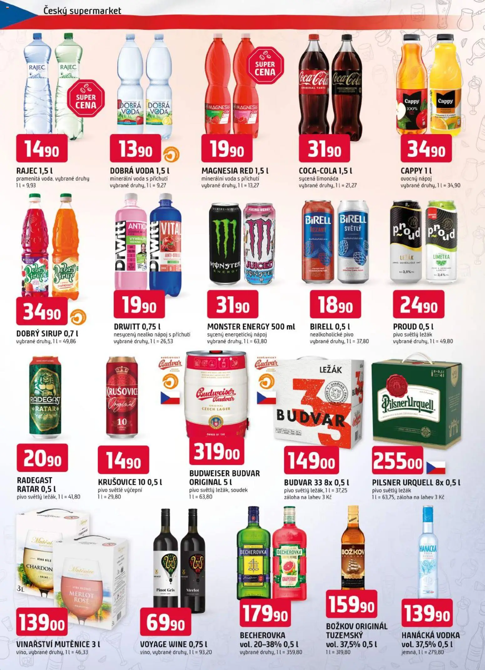 Trefa leták od 29.04.2026 | Strana: 10 | Produkty: Budvar, Pivo, Merlot, Coca cola