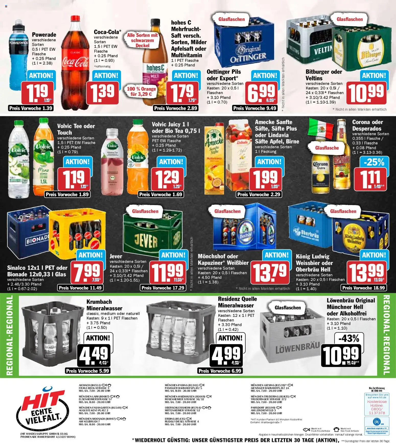 HIT - Bayern – gültig ab 10.11.2025 | Seite: 19 | Produkte: Pils, Volvic tee, Jever, Desperados
