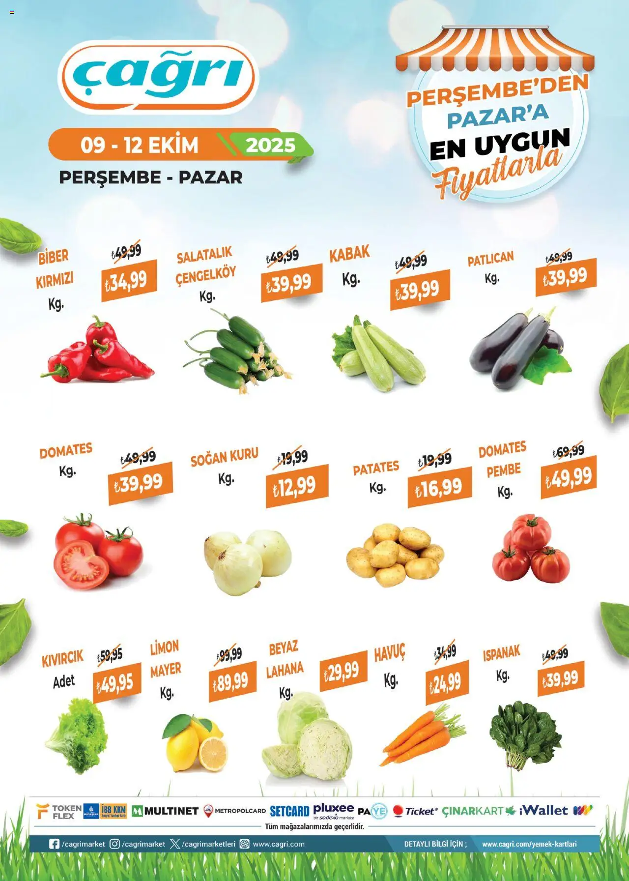 Çağrı Market Manav Katalog - 09.10.2025 tarihinden itibaren geçerlidir | Sayfa: 2 | Ürünler: Ispanak, Soğan, Biber, Lahana
