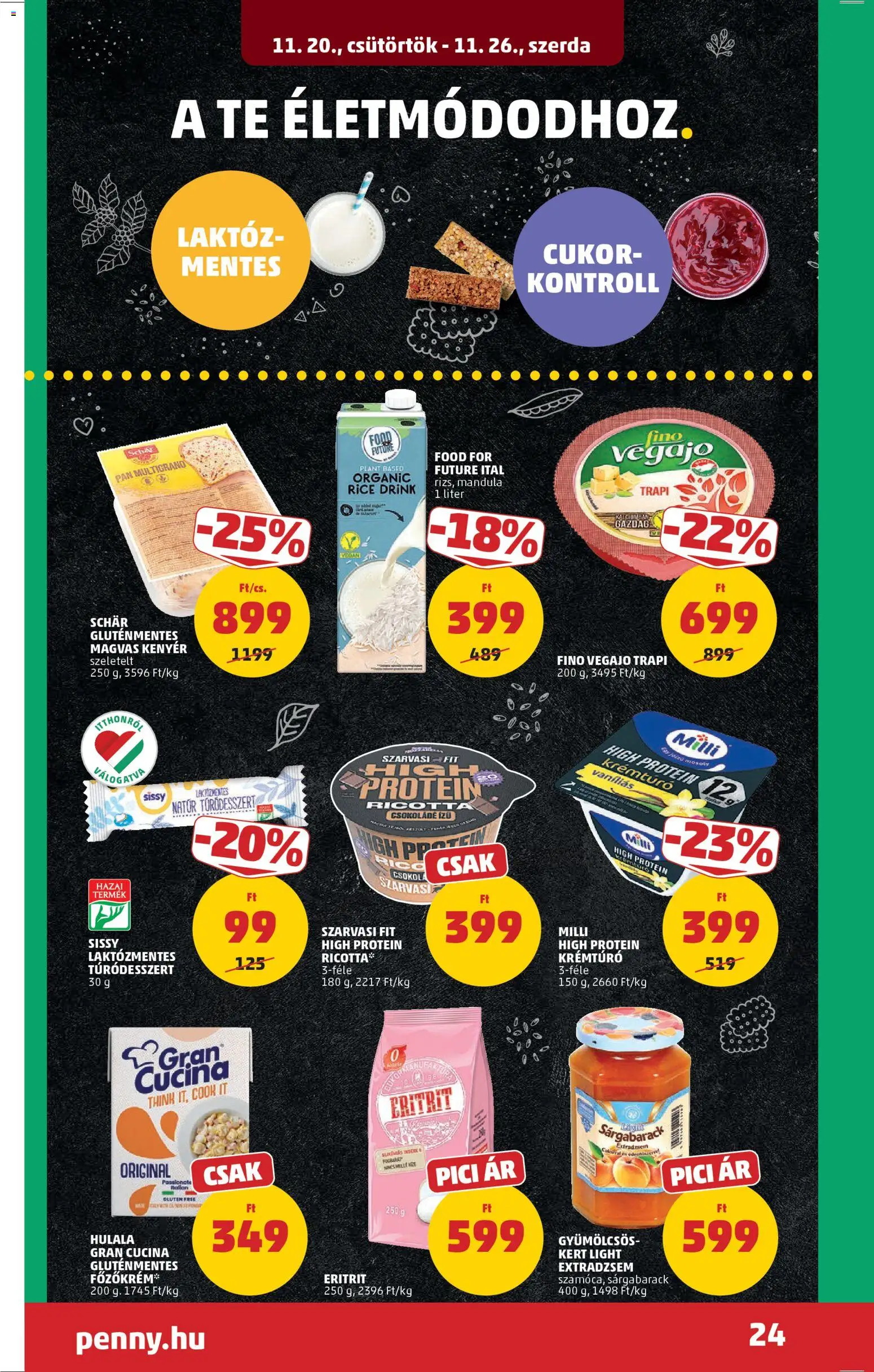 PENNY akciós ujság - amely érvényes a következő dátumtól: 20.11.2025 | Oldal: 28 | Termékek: Krémtúró, Protein, Csokoládé, Cukor