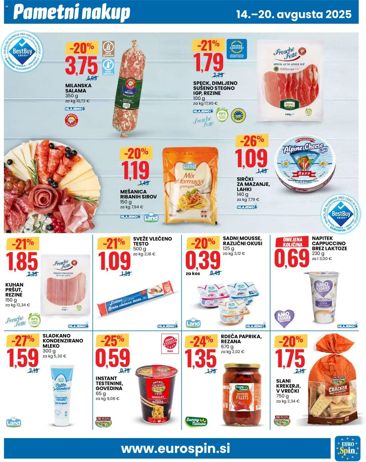 Eurospin katalog │ velja od 14.08.2025 | Stran: 7 | Izdelki: Kos, Mleko, Sir, Salama