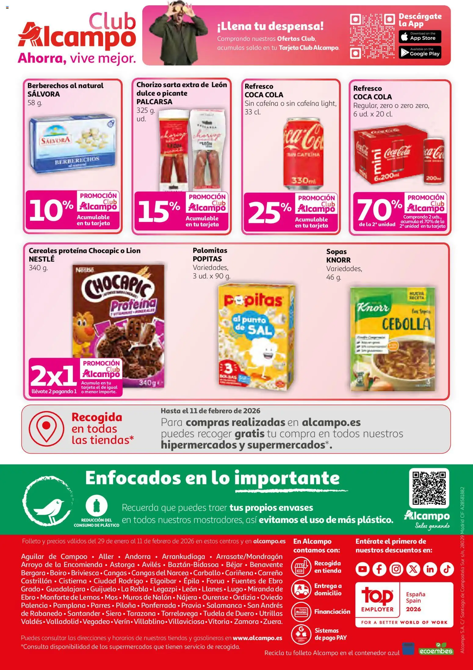 Alcampo - SM Nacional  │ válido desde el 29.01.2026 | Página: 8 | Productos: Berberechos, Cereales, Παγωμένο τσάι, Κλειδαριά της πόρτας