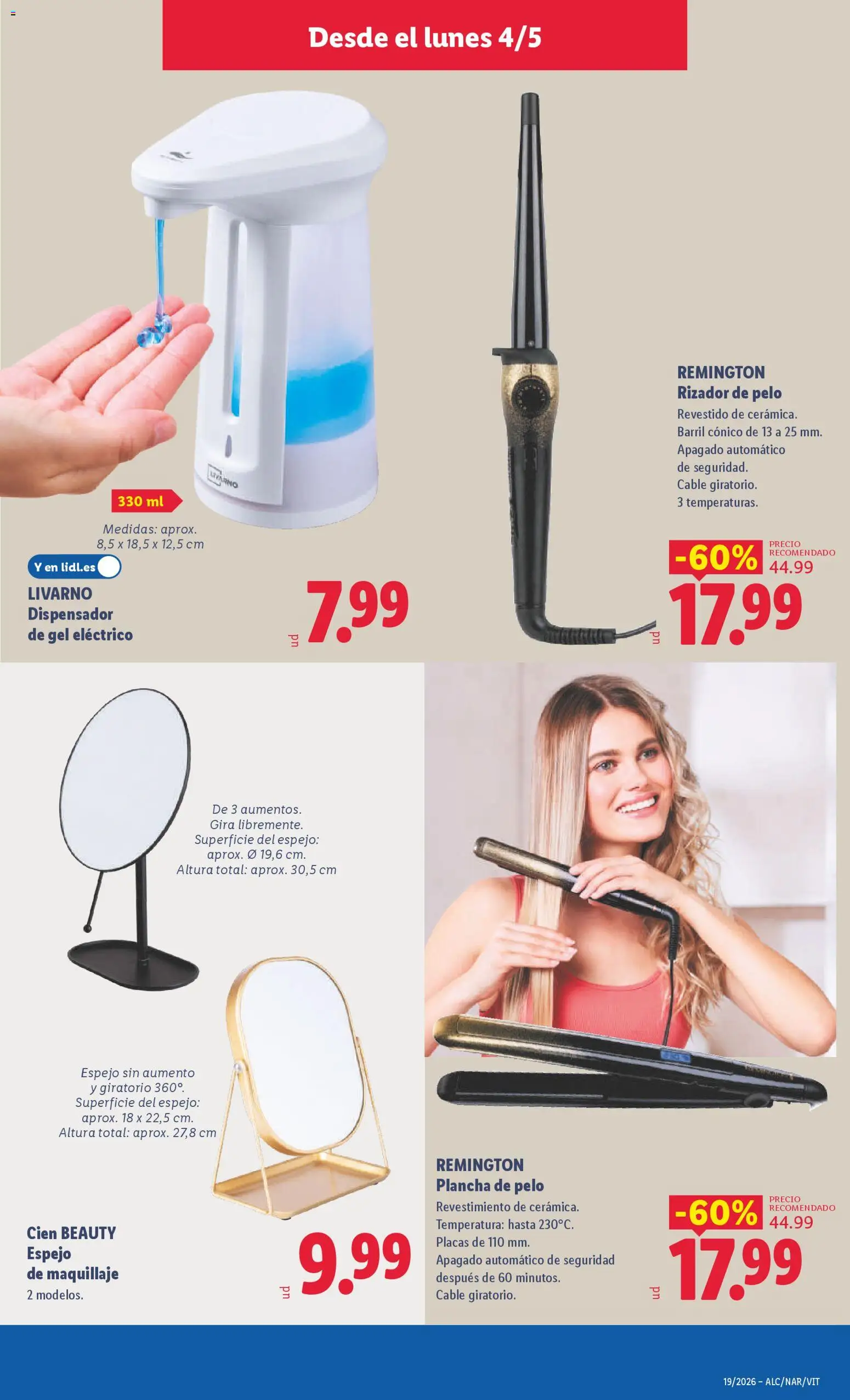 Lidl folleto de bazar │ válido desde el 04.05.2026 | Página: 15 | Productos: Maquillaje, Cable, Rizador de pelo, Espejo