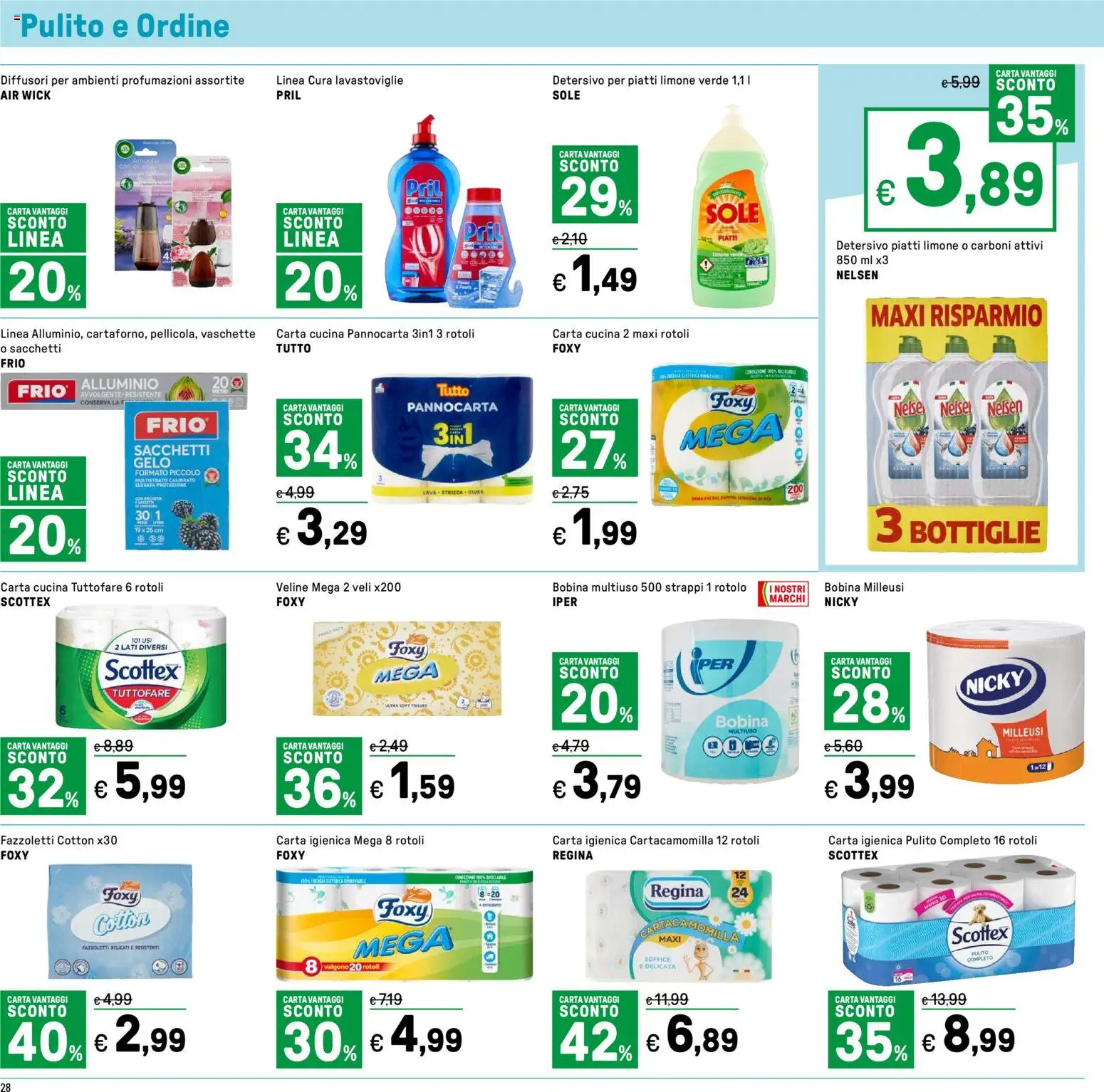Volantino Iper del 12.02.2026 | Pagina: 28 | Prodotti: Detersivo per piatti, Limone, Lavastoviglie, Vaschette