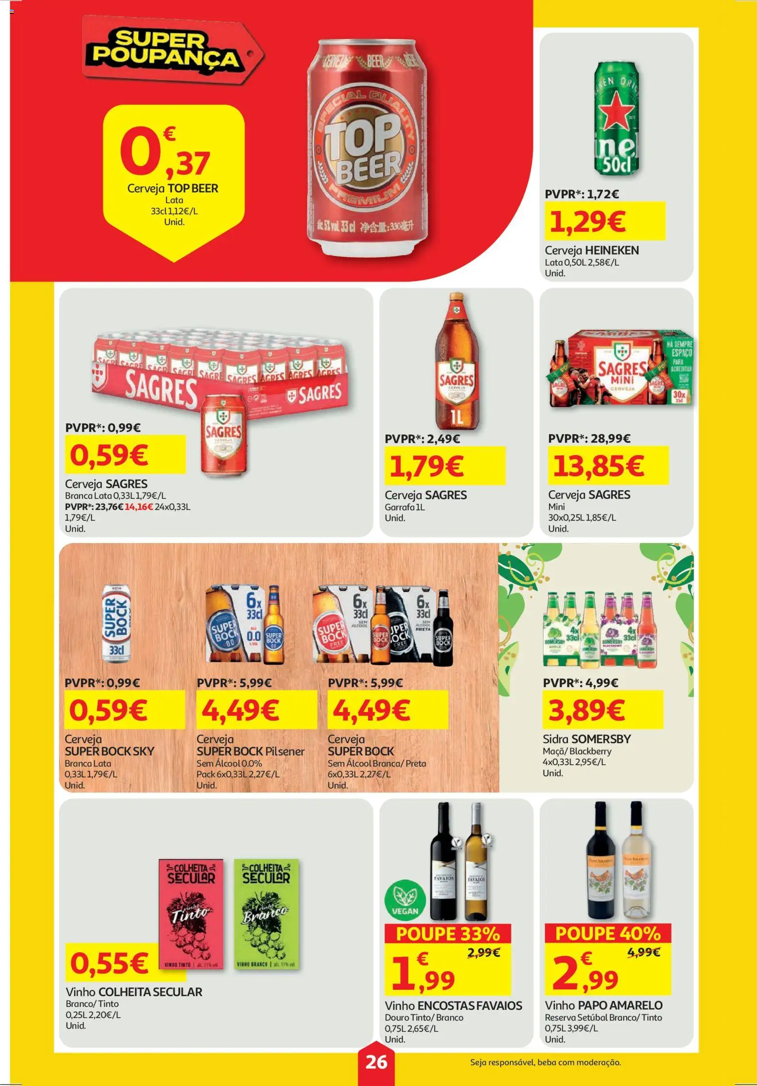 Auchan folheto │ válido de 23.10.2025 | Página: 26 | Produtos: Super bock sky, Vinho, Cerveja, Vinho tinto
