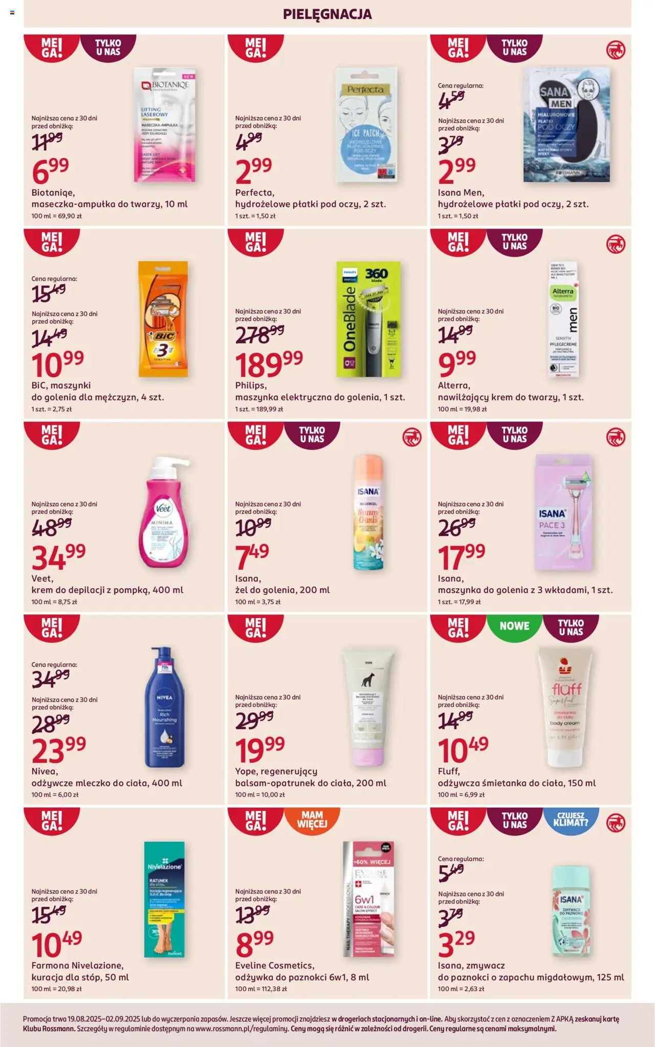 Rossmann Gazetka od 19.08.2025 | Strona: 8 | Produkty: Maszynka do golenia, Odżywka, Body, Płatki