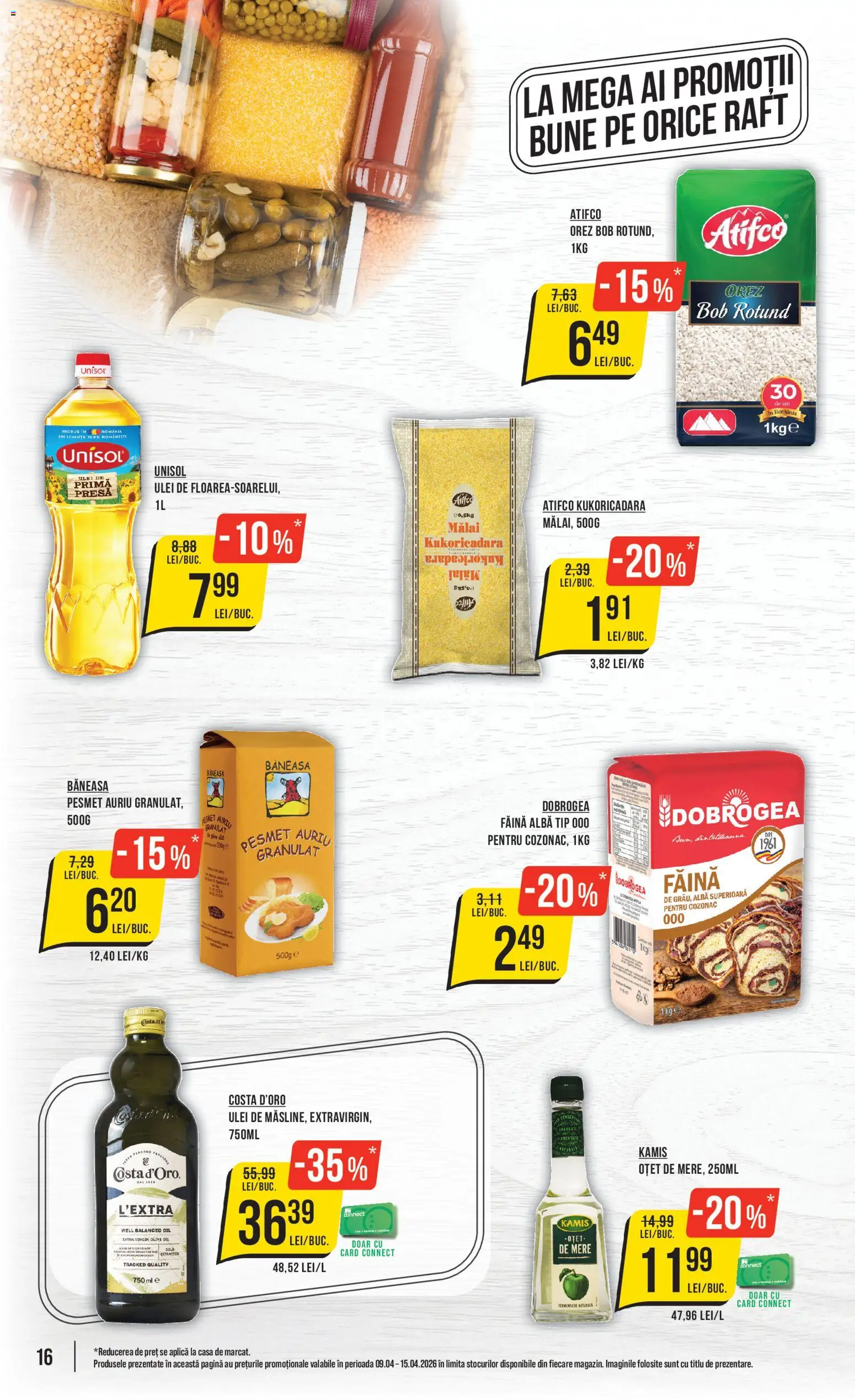 Noul catalog Mega Image – valabil de la 09.04.2026 | Pagină: 16 | Produse: Semințe, Mere, Orez, Mălai