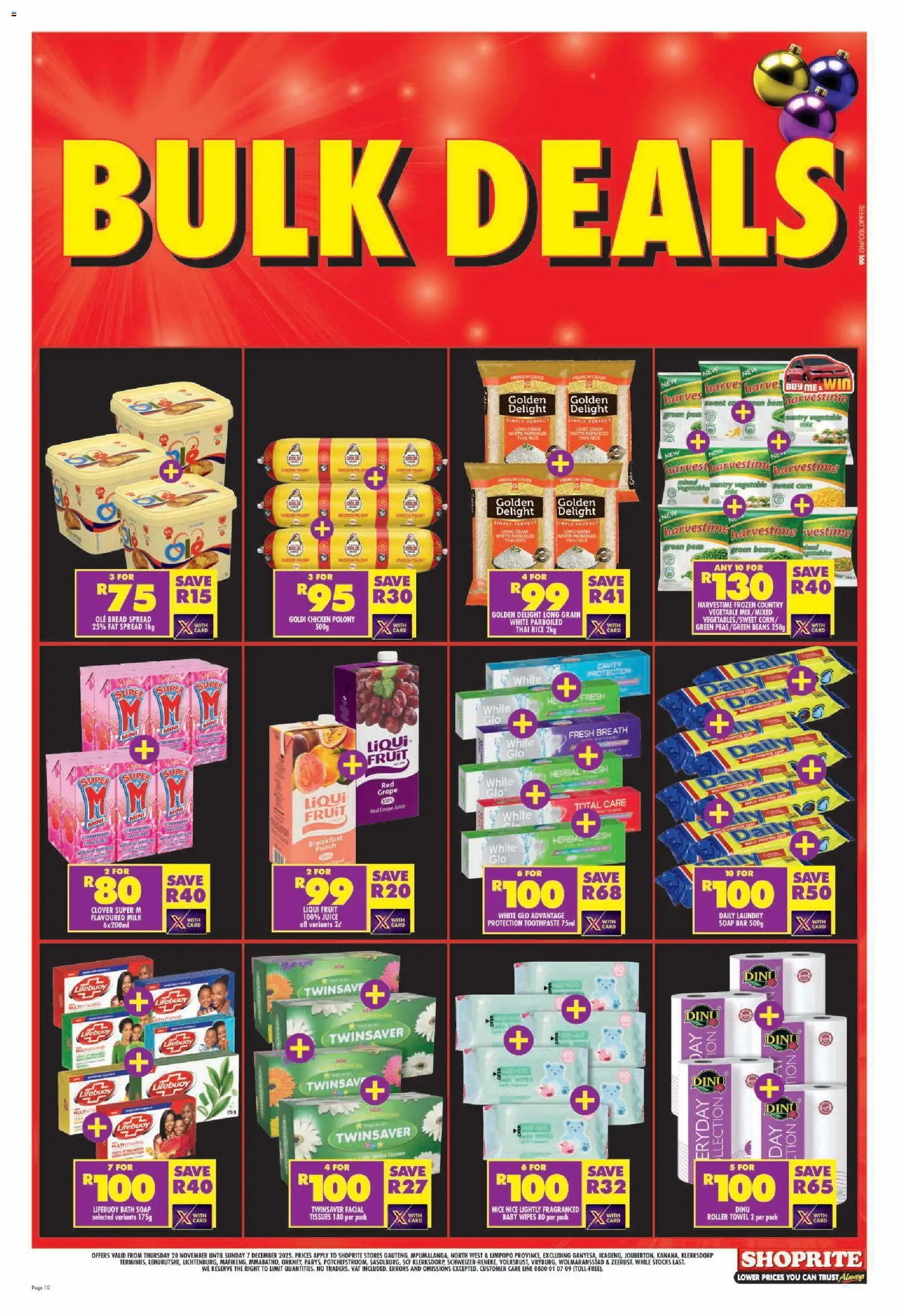 New Shoprite catalogue – valid from 20.11.2025 | Page: 10 | Products: Beans, Towel, Bread, Polony