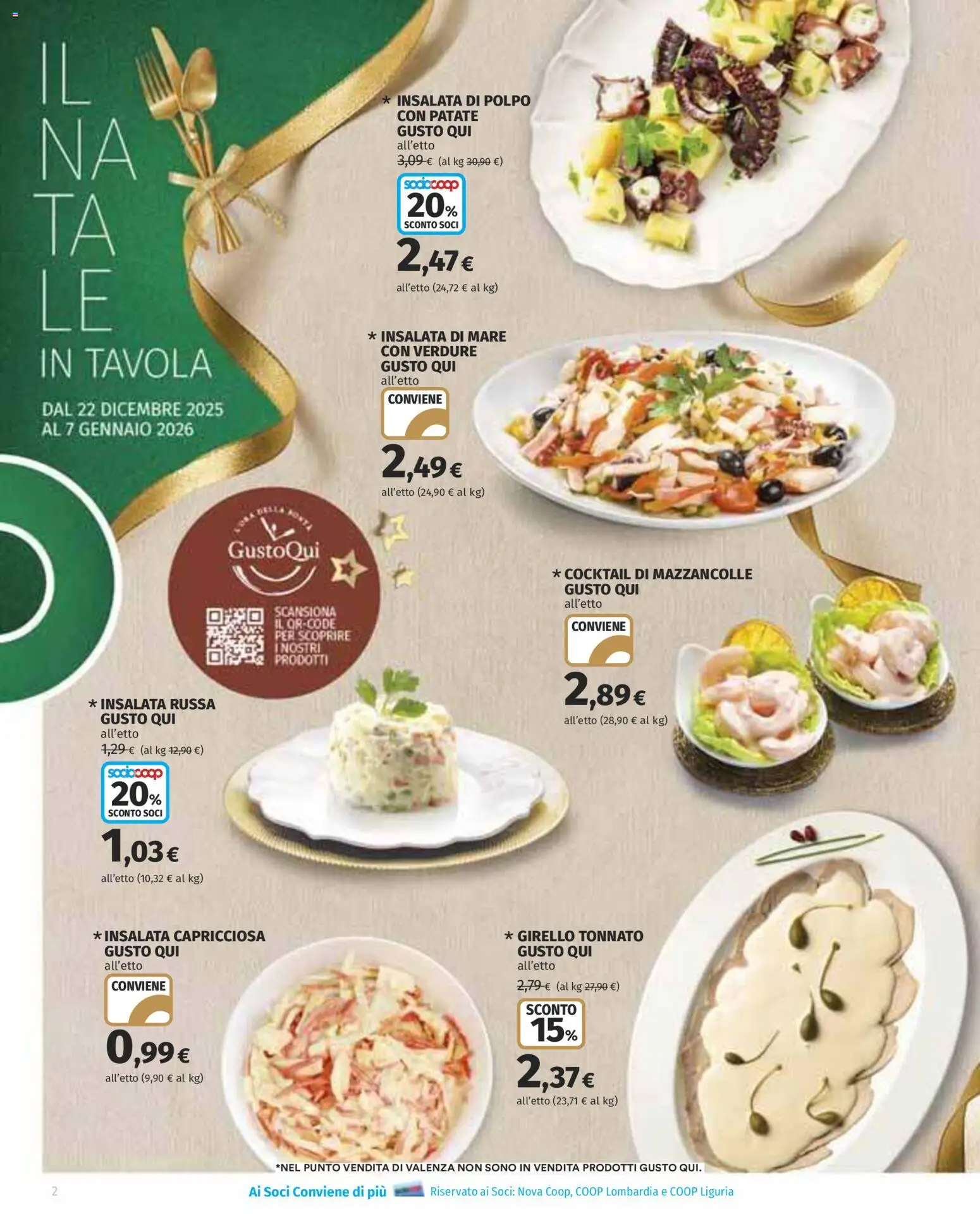 Volantino COOP del 22.12.2025 | Pagina: 2 | Prodotti: Insalata, Mazzancolle, Verdure, Girello