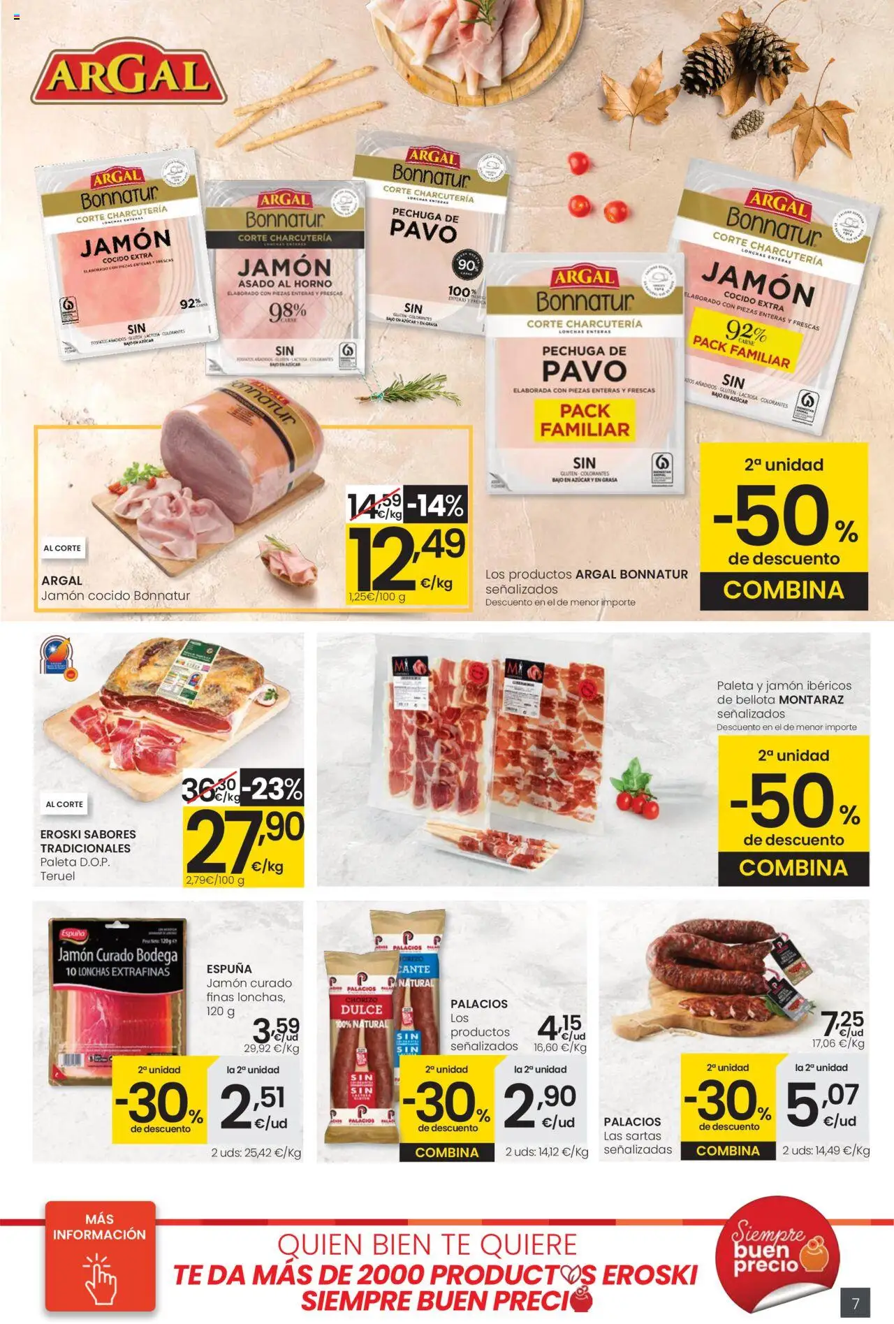 Eroski - Precio más bajo Center │ válido desde el 02.10.2025 | Página: 7 | Productos: Jamón, Jamón cocido, Té, Horno