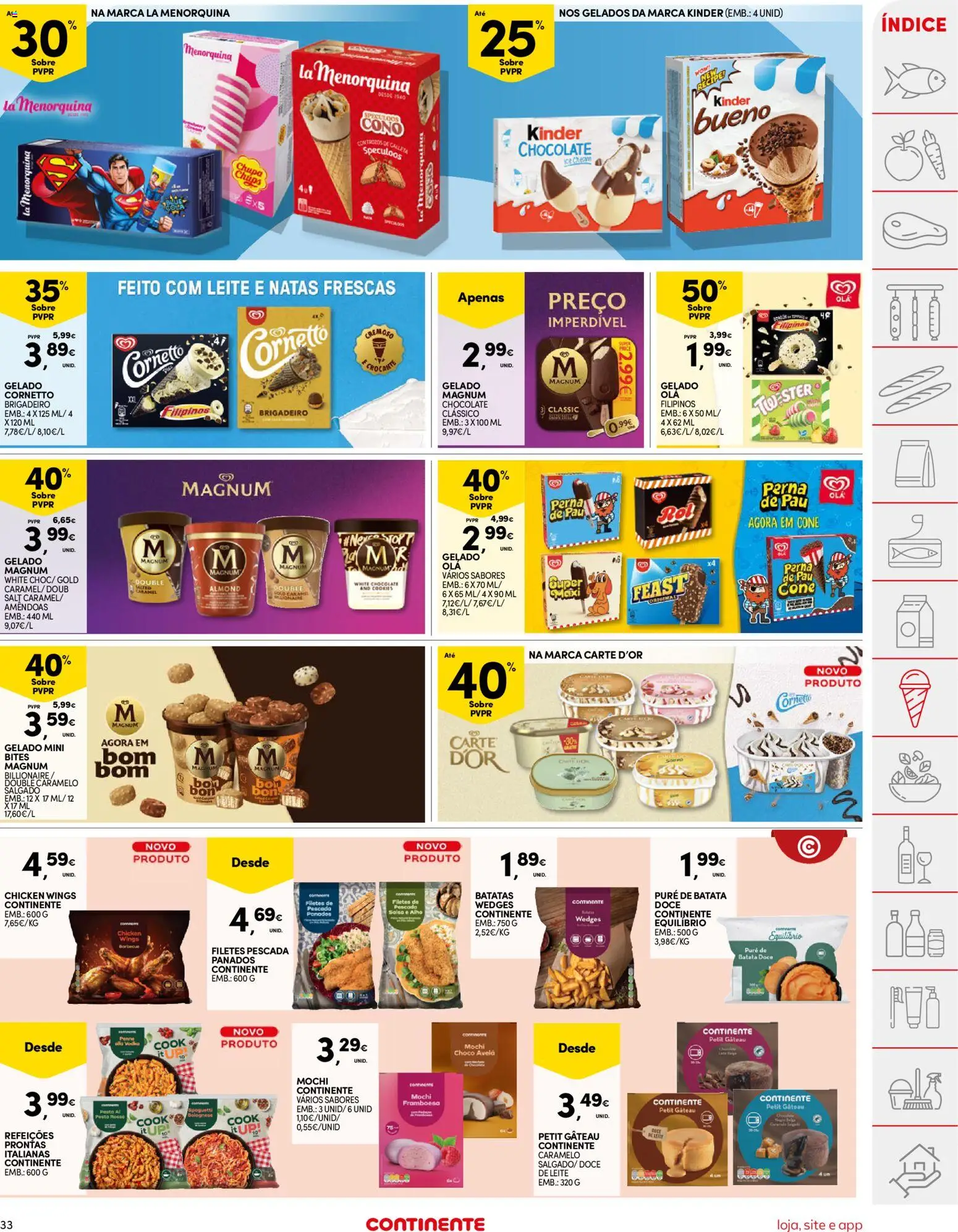 Continente folheto │ válido de 04.11.2025 | Página: 33 | Produtos: Filipinos, Doce de leite, Menorquina gelados, Petit Gateau