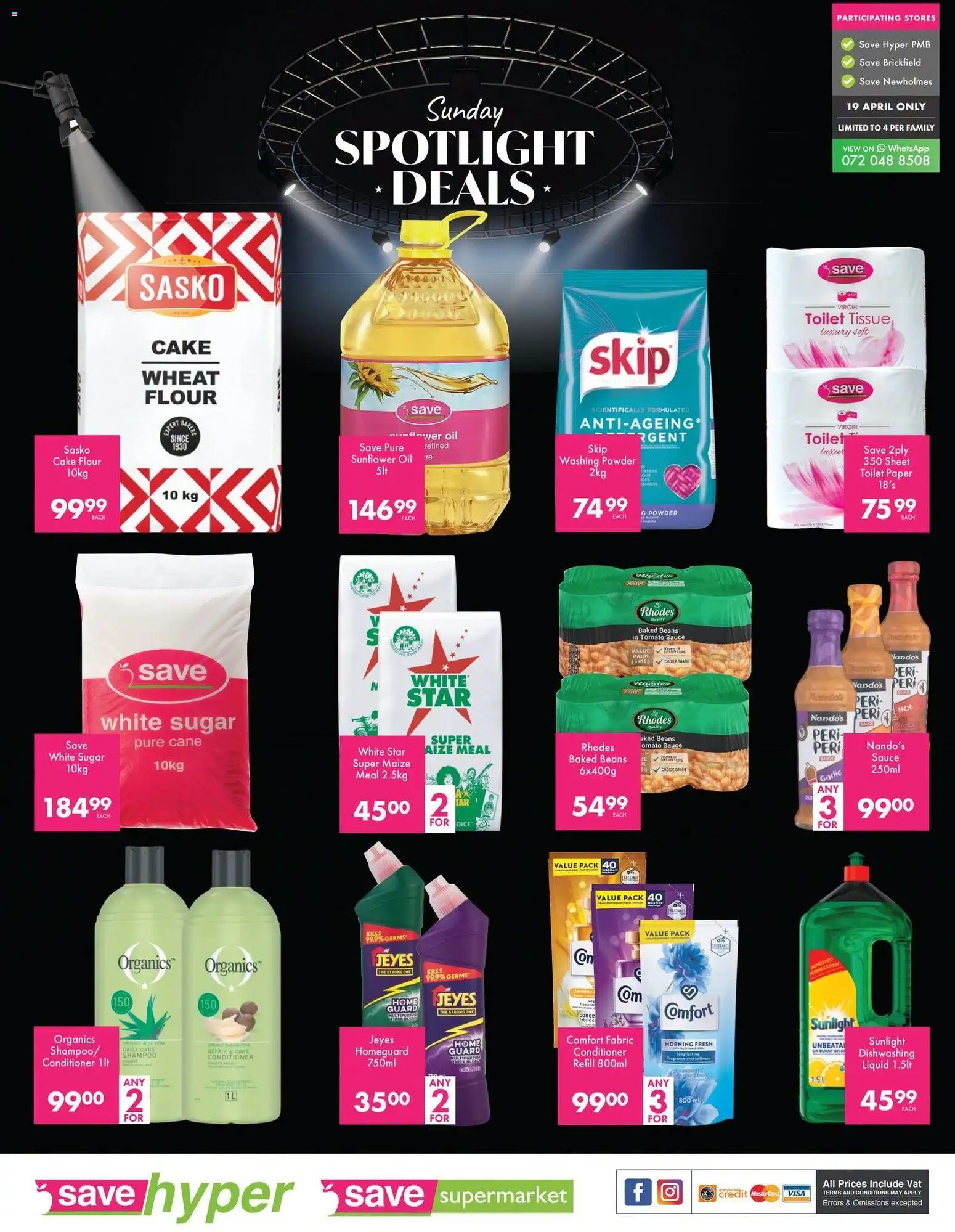 New Save catalogue – valid from 19.04.2026 | Page: 1 | Products: Cake, Powder, Tomato sauce, Sugar