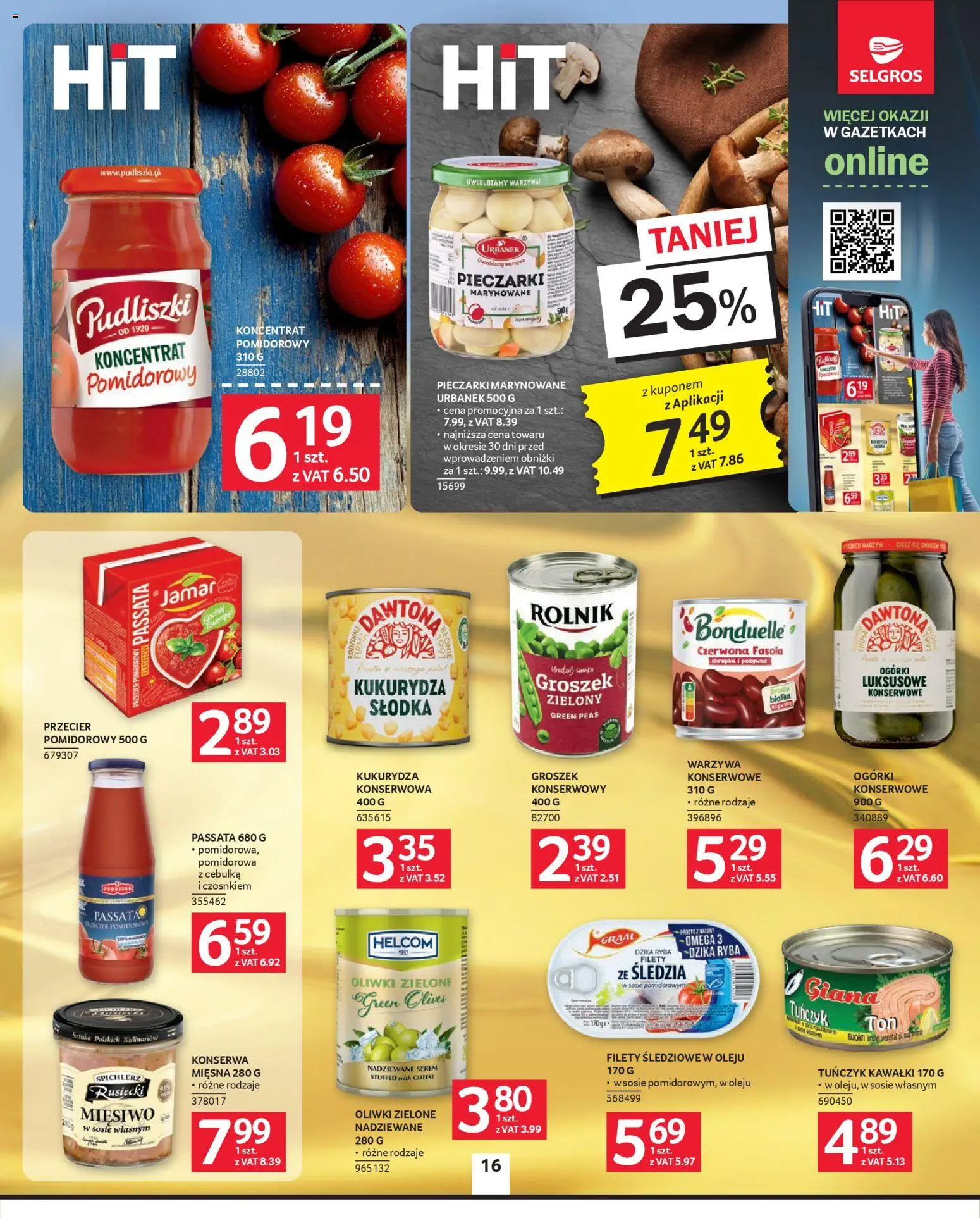 Selgros cash&carry Gazetka od 22.01.2026 | Strona: 16 | Produkty: Oliwki zielone, Tuńczyk, Ogórki, Warzywa