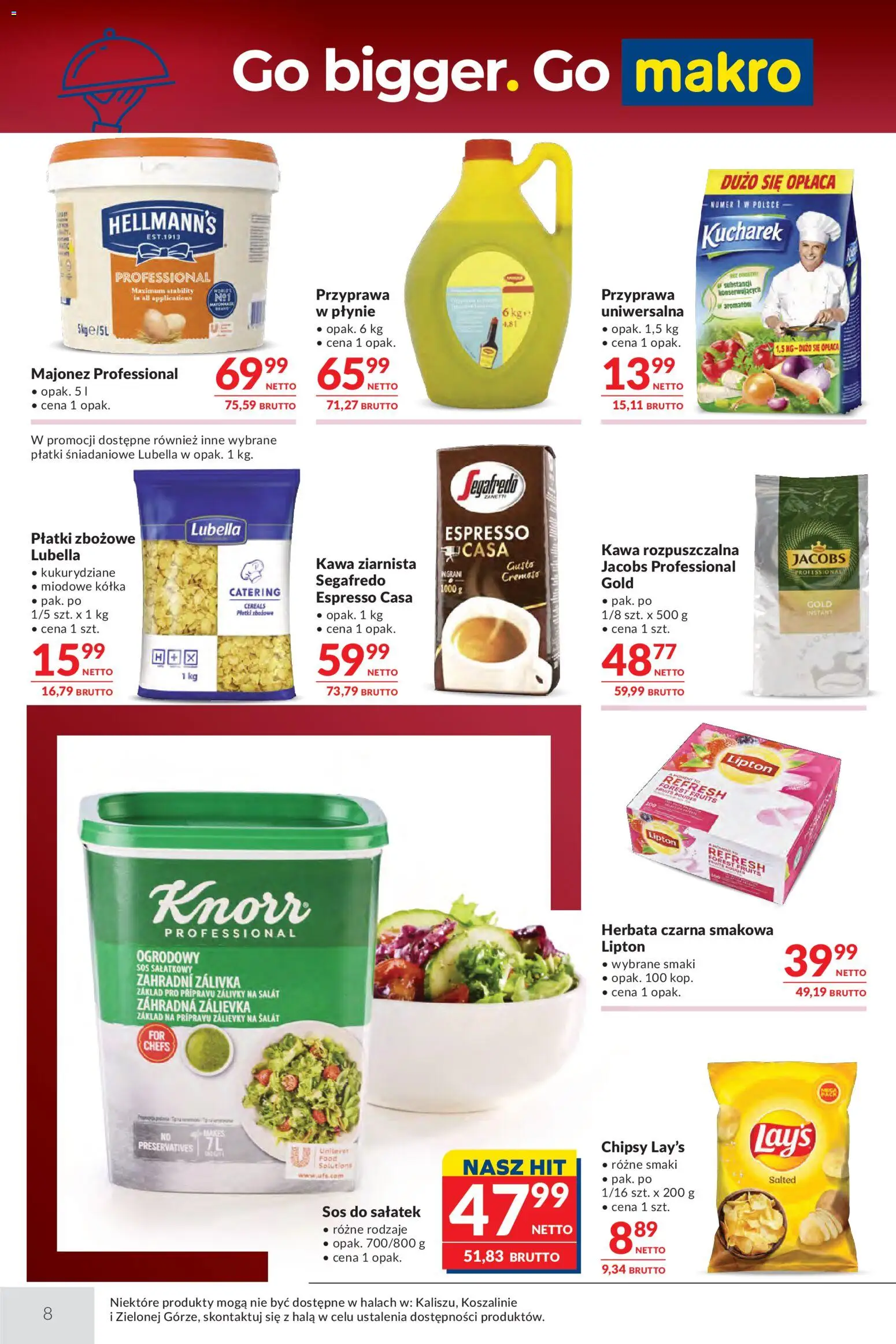 Makro - Oferta dla gastronomii od 20.01.2026 | Strona: 8 | Produkty: Chipsy, Kawa rozpuszczalna, Herbata, Płatki