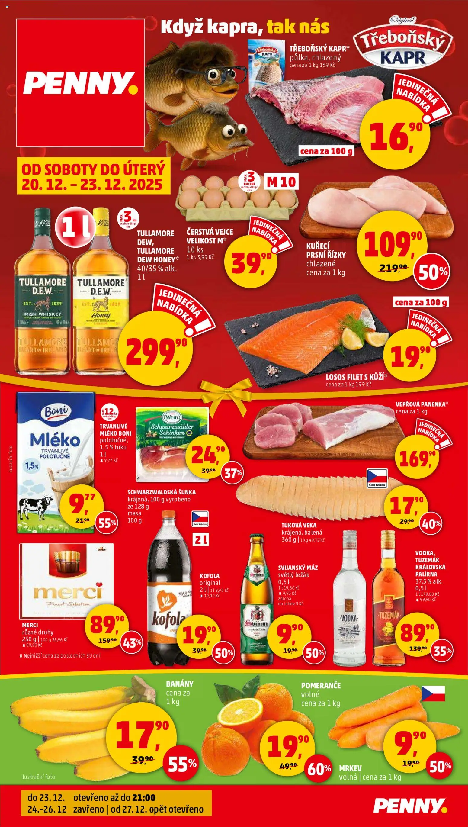 Penny Market leták - Čtvrtečník od 20.12.2025 | Strana: 1 | Produkty: Pomeranče, Losos Filet, Vepřová panenka, Filet