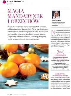 Pogląd oferty "Mandarynkowe smoothie, Składniki: mandarynki, jogurt naturalny, miód, cynamon i mielone goździki do smaku. Przygotowanie: obrane mandarynki zblenduj. Dodaj jogurt, nieco miodu, cynamon i goździki. Dokładnie wymieszaj. Koktajl możesz udekorować listkiem mięty." - ważna od 01.11.2025 | Strona: 138 | Produkty: Smoothie, Zapach, Jogurt, Mandarynki