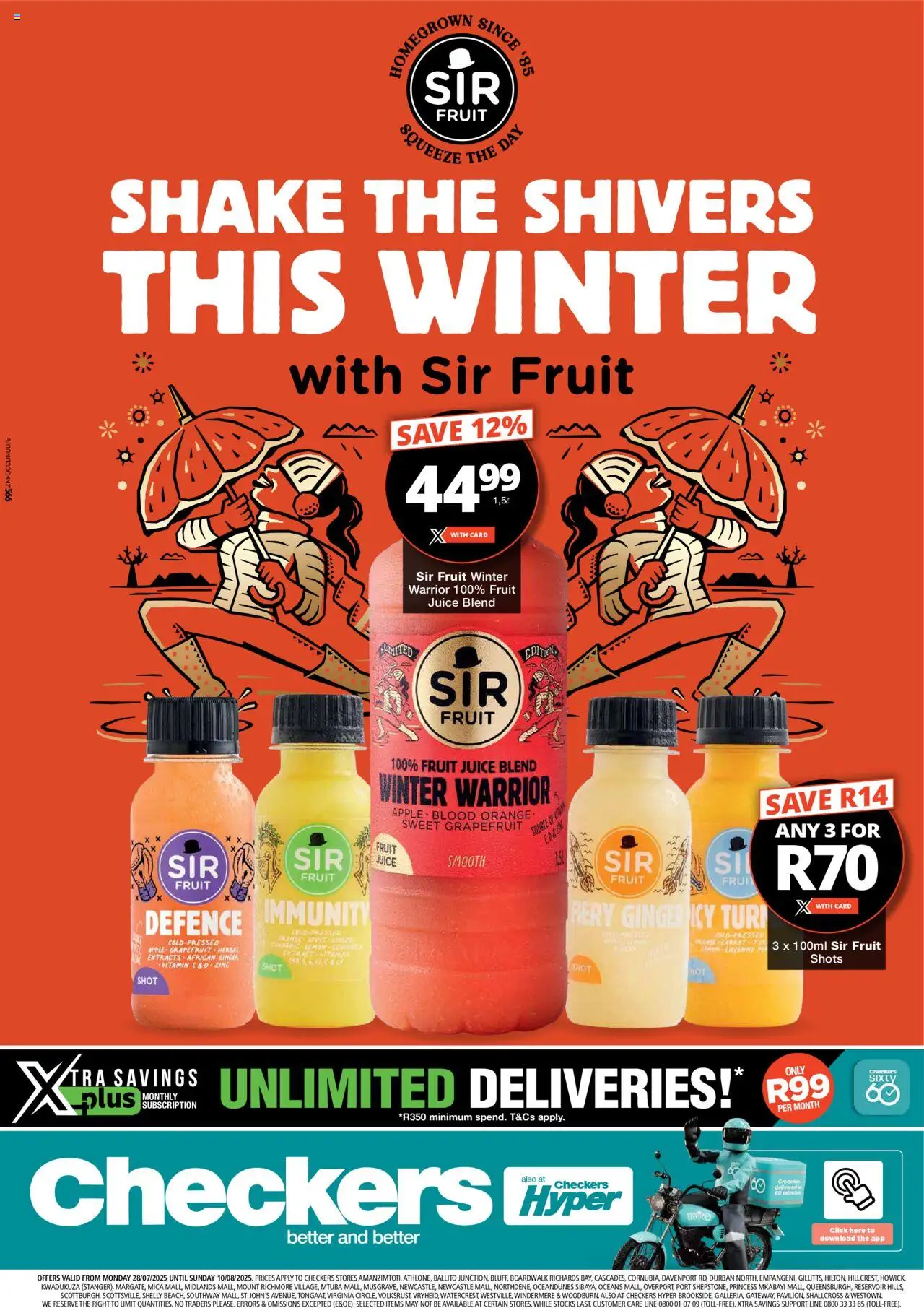 Checkers KwaZulu-Natal - Sir Fruit Promotion │ valid from 28.07.2025 | Page: 1 | Products: Juice, Grapefruit, Fruit, Lemon