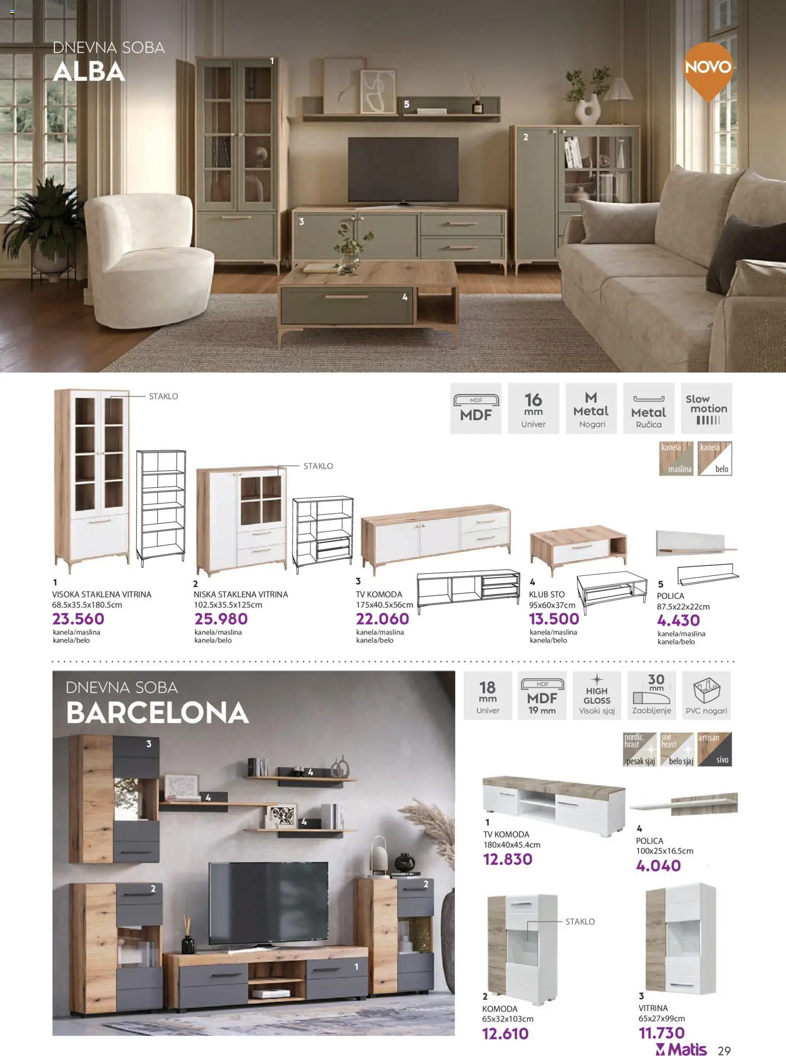 Matis katalog - važi od 01.01.2025 | Strana: 29 | Proizvode: Komoda, Tv komoda, Polica, Sto
