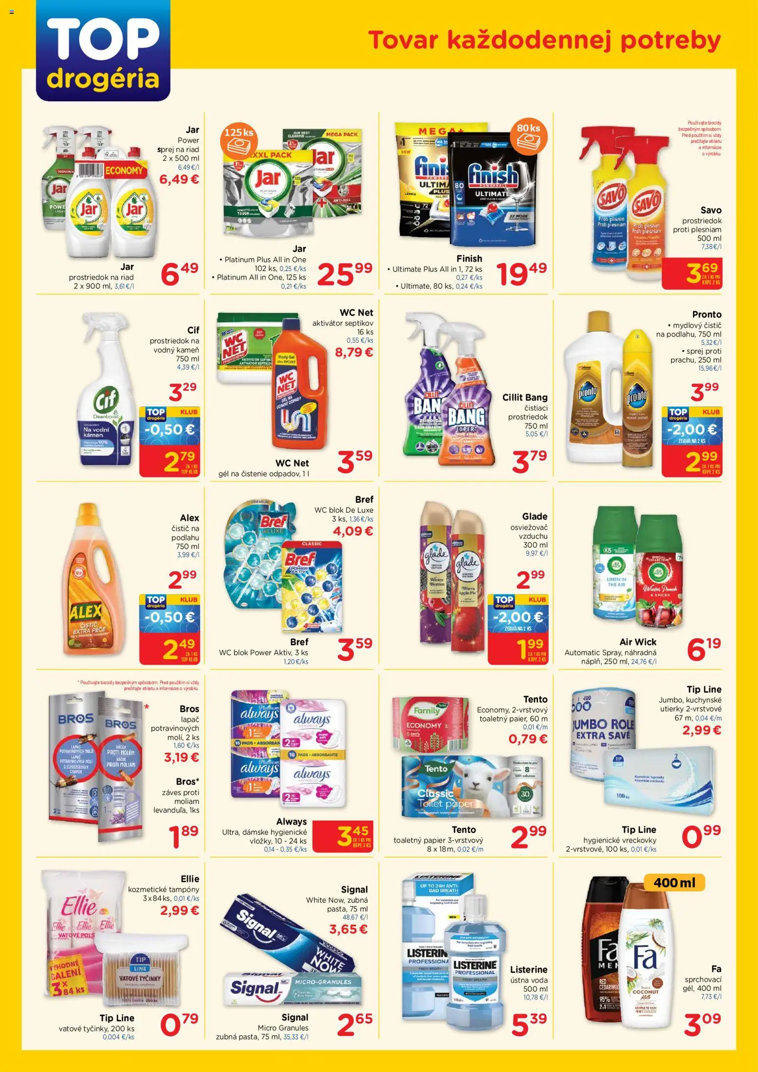 Nové TOP Drogéria akcie – leták je platný od 03.11.2025 | Strana: 2 | Produkty: Listerine, Apple, Air Wick, Voda