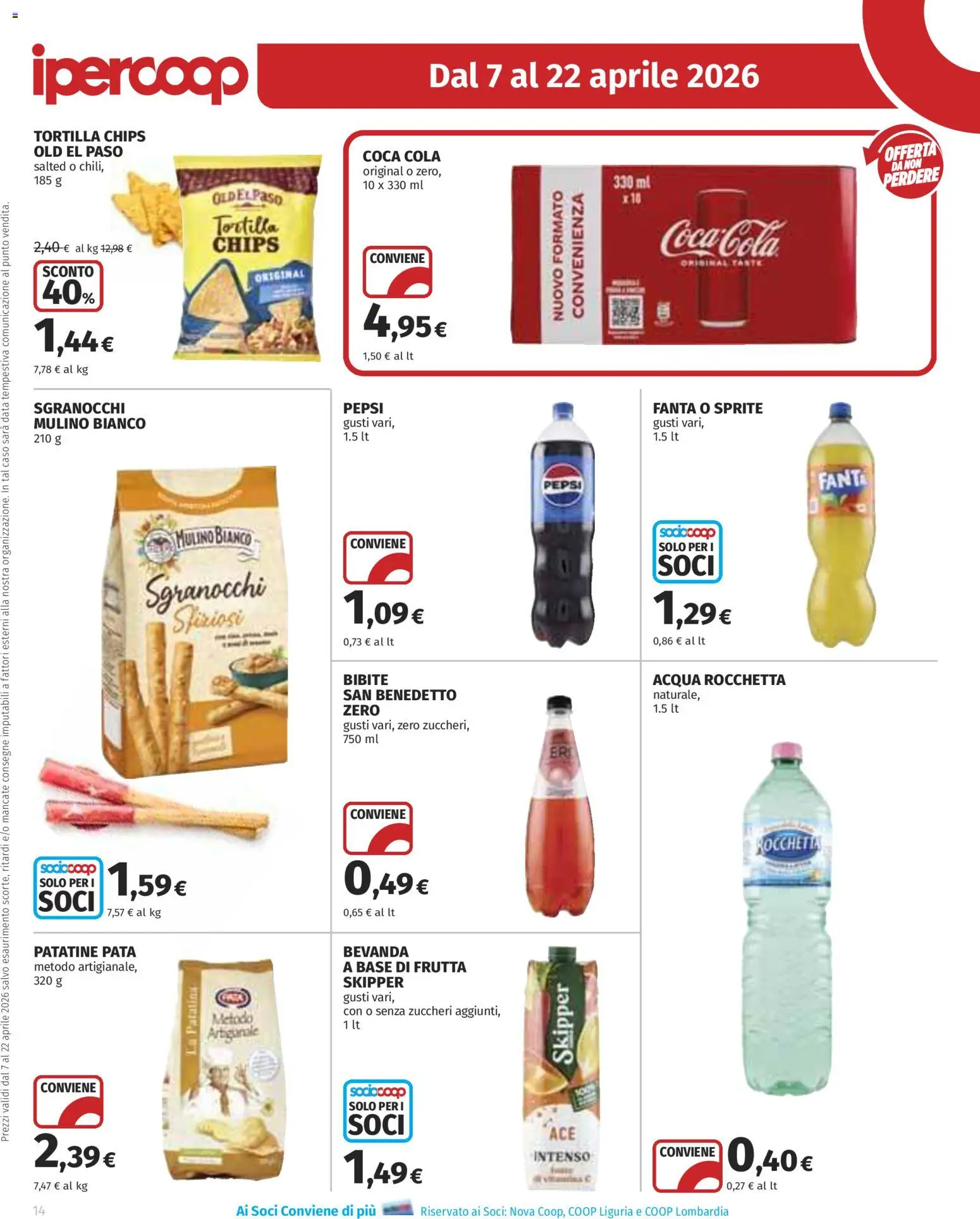 Volantino Ipercoop del 07.04.2026 | Pagina: 14 | Prodotti: Acqua, Frutta, Fanta, Coca Cola