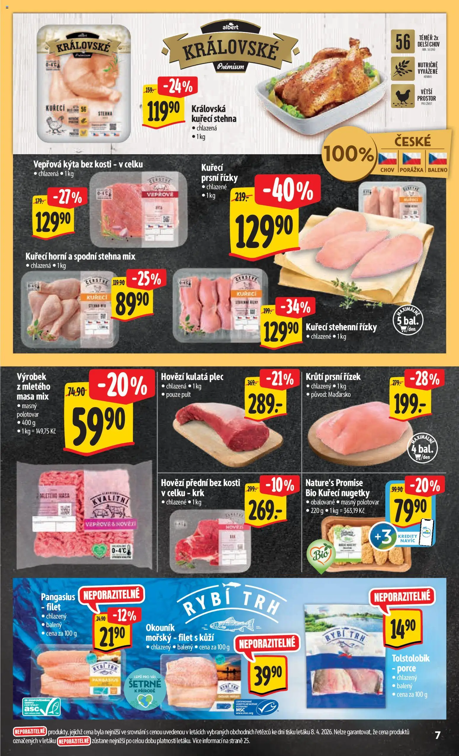 Albert leták - Hypermarket od 15.04.2026 | Strana: 15 | Produkty: Stehenní řízky, Potraviny, Vepřová Kýta, Kuřecí stehna