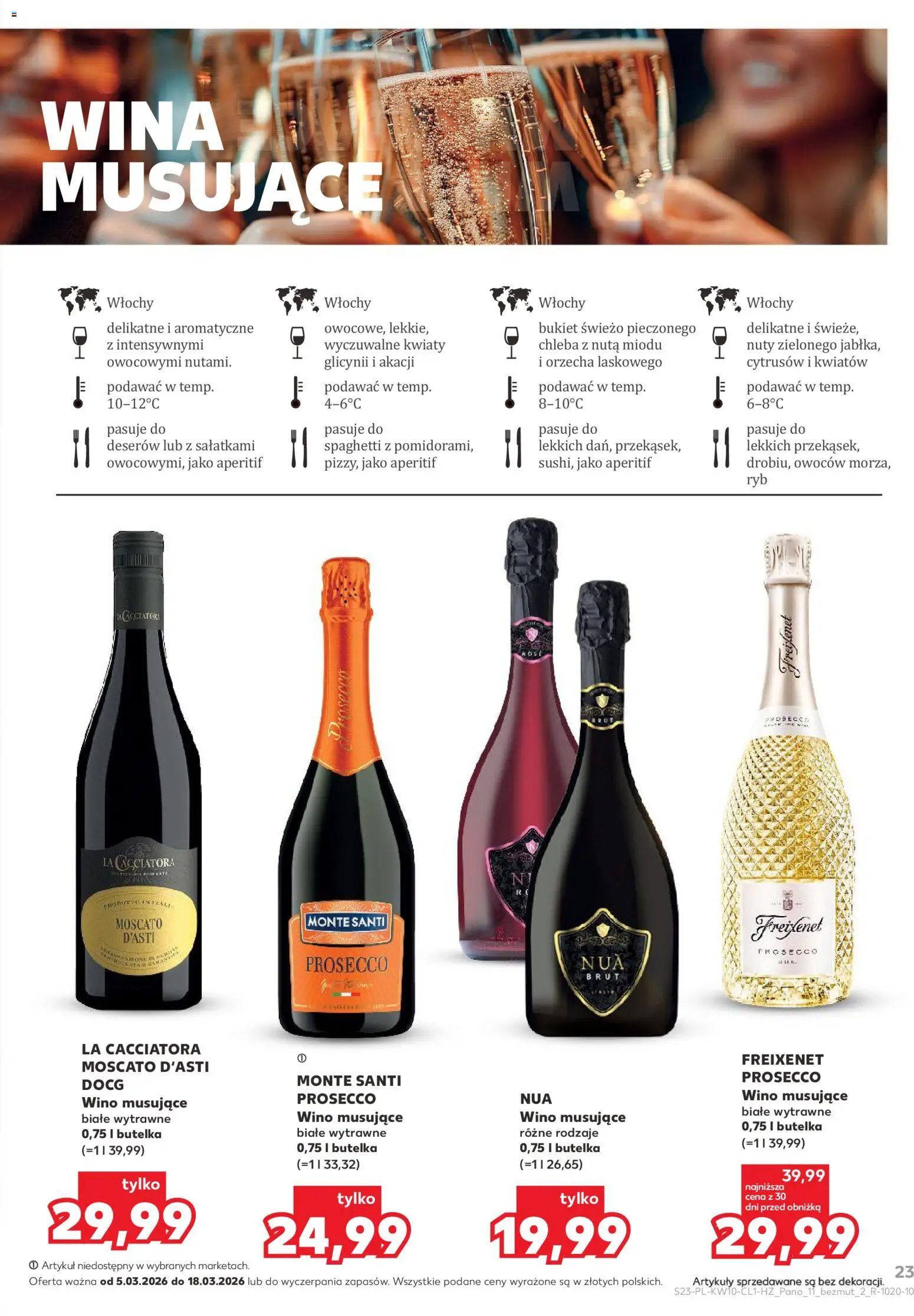 Kaufland Polsko leták - Barek od 05.03.2026 | Strana: 23 | Produkty: Chleba, Prosecco, Moscato