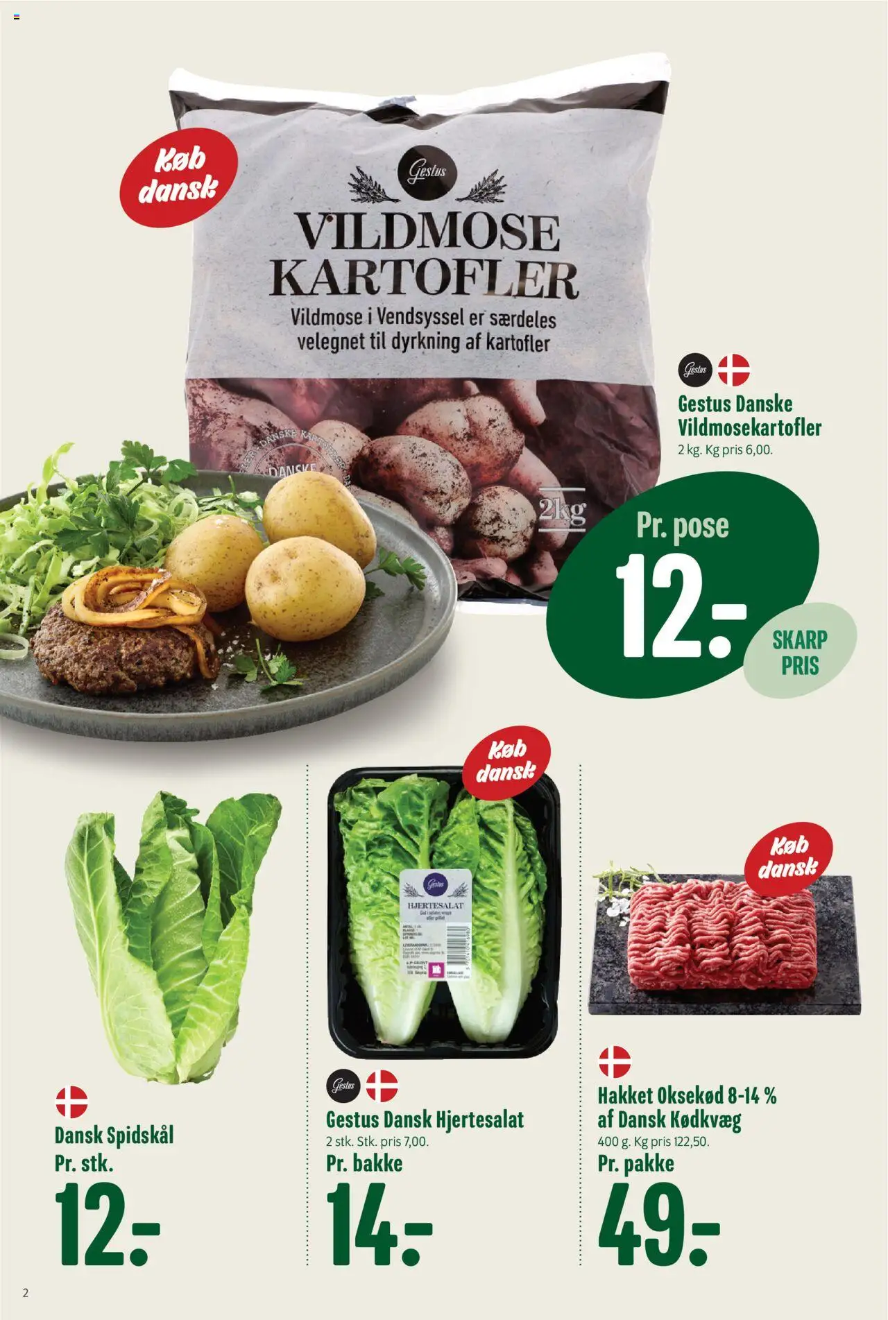 Min Købmand tilbudsavis – gyldig fra 03.10.2025 | Side: 2 | Produkter: Oksekød, Kartofler, Spidskål