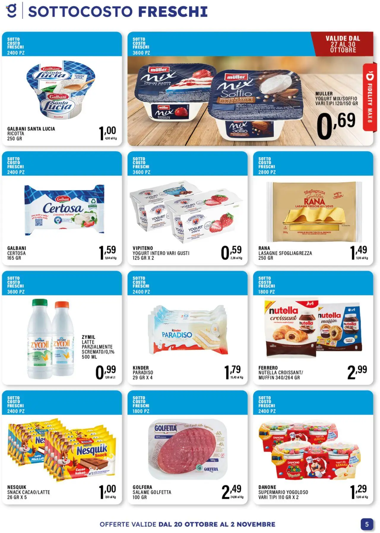 Volantino GECOP del 20.10.2025 | Pagina: 5 | Prodotti: Mandorle, Nutella, Croissant, Crescenza