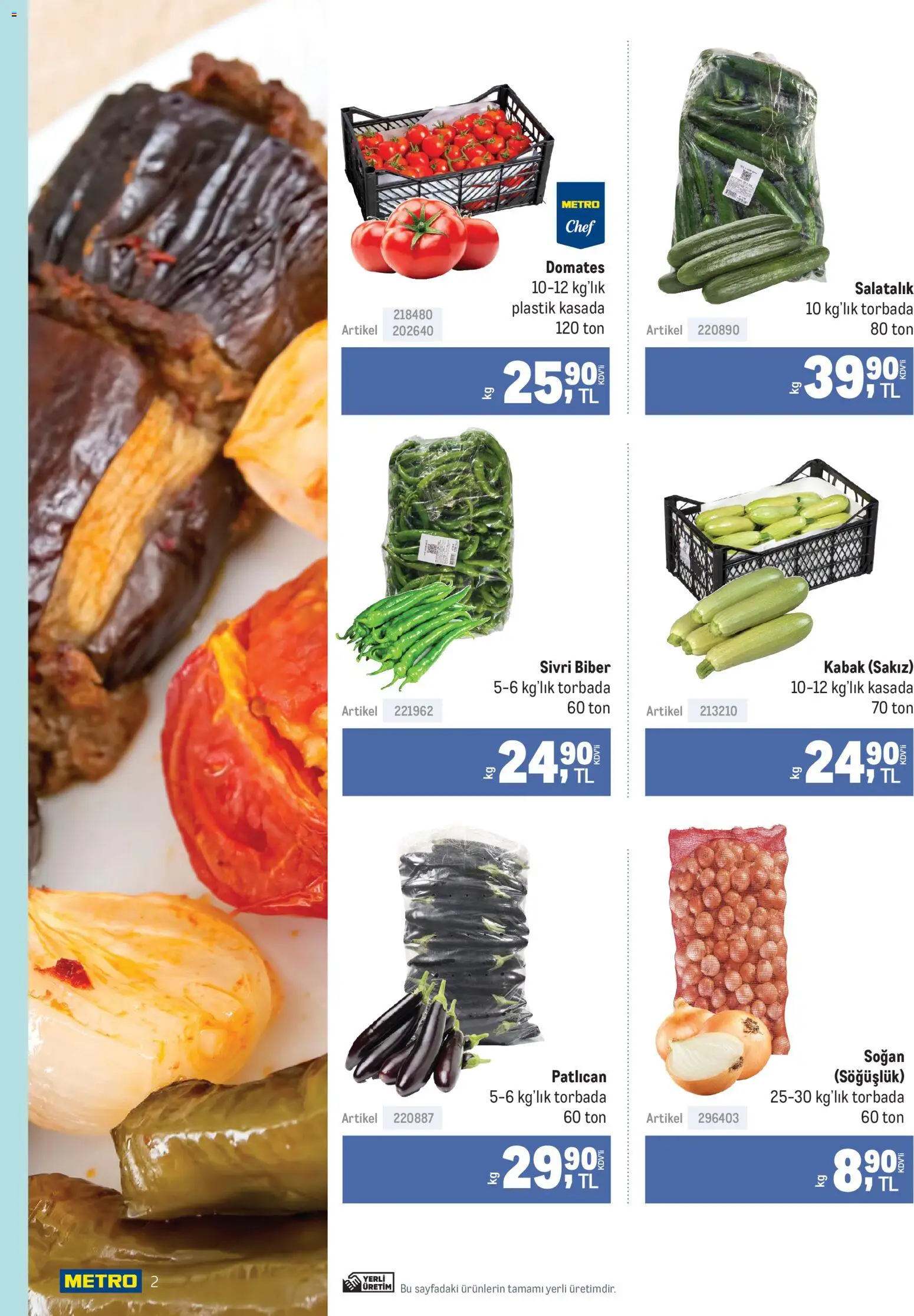 Metro - Lokantalar - 03.12.2025 tarihinden itibaren geçerlidir | Sayfa: 2 | Ürünler: Kabak, Domates, Soğan, Patlıcan