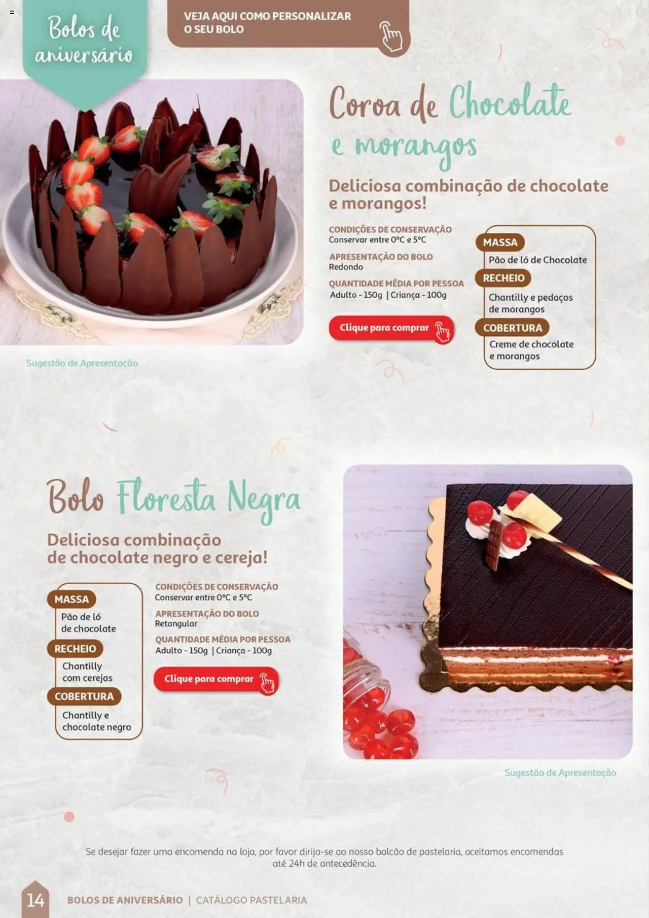 Auchan Catálogo de Pastelaria │ válido de 08.04.2024 | Página: 14 | Produtos: Cereja, Pão, Morangos, Creme